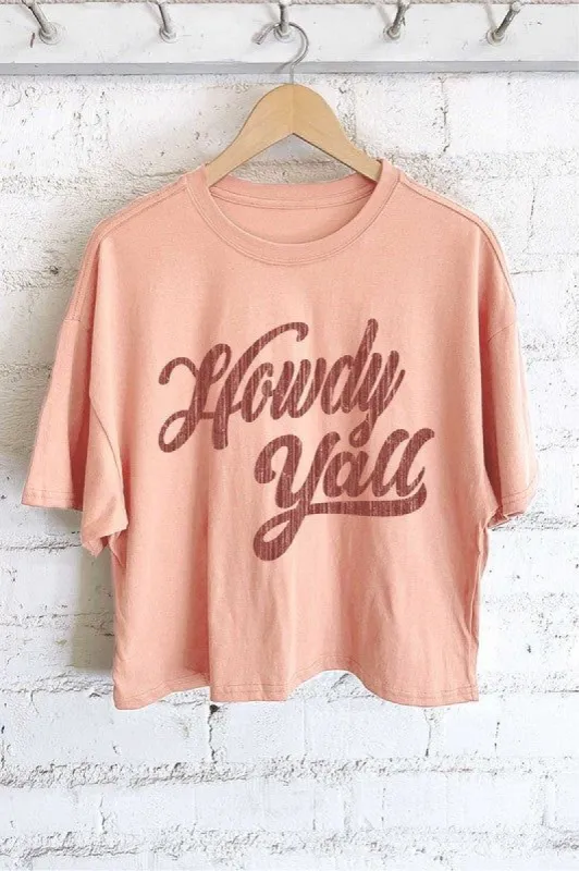 Howdy Y'all Crop Top - Peach sold by Vinnie Louise