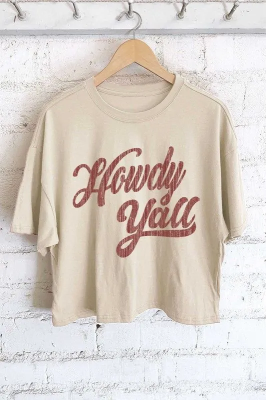 Howdy Y'all Crop Top - Stone sold by Vinnie Louise