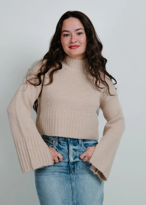 Khloe Mock Neck Knit Top - Taupe sold by Vinnie Louise