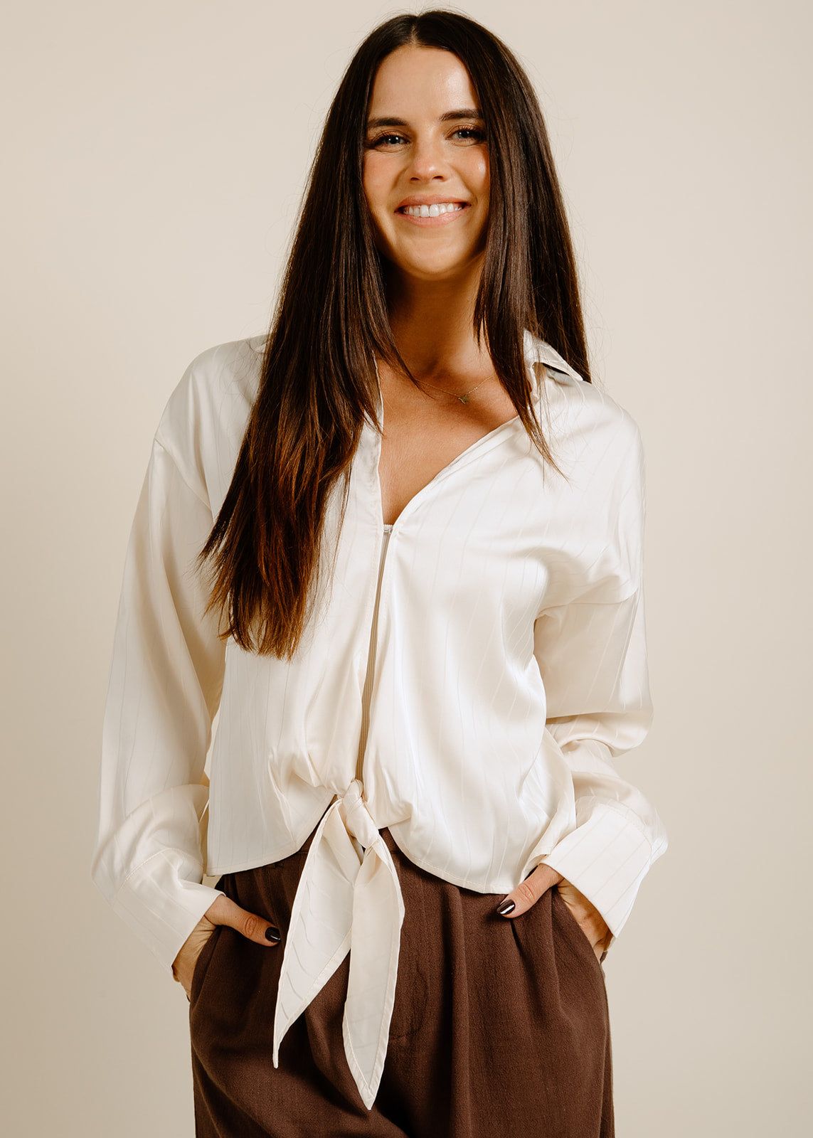 Frannie Front-Tie Top sold by Vinnie Louise