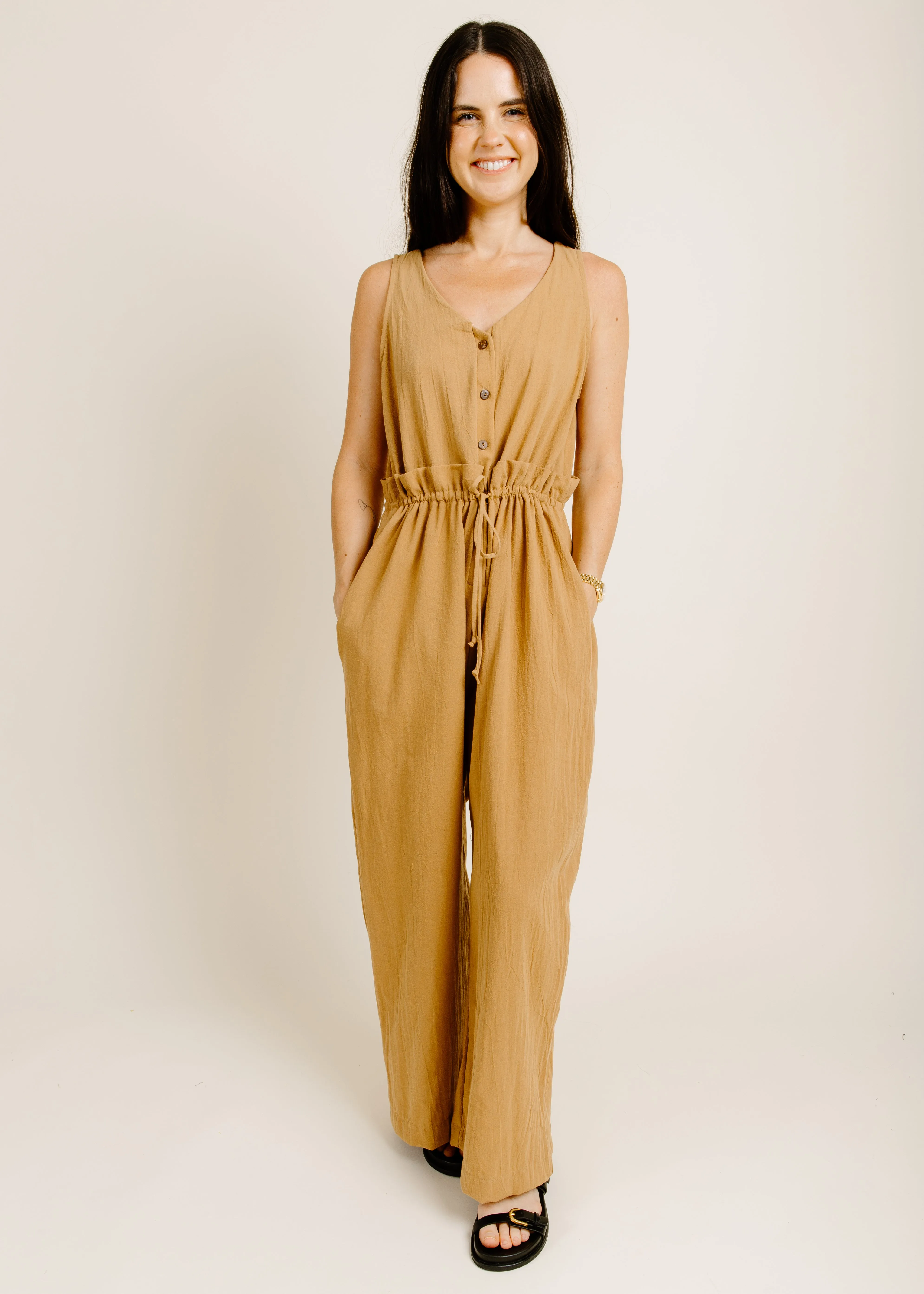 Kensington Tie Jumpsuit - Camel sold by Vinnie Louise product image thumbnail 2