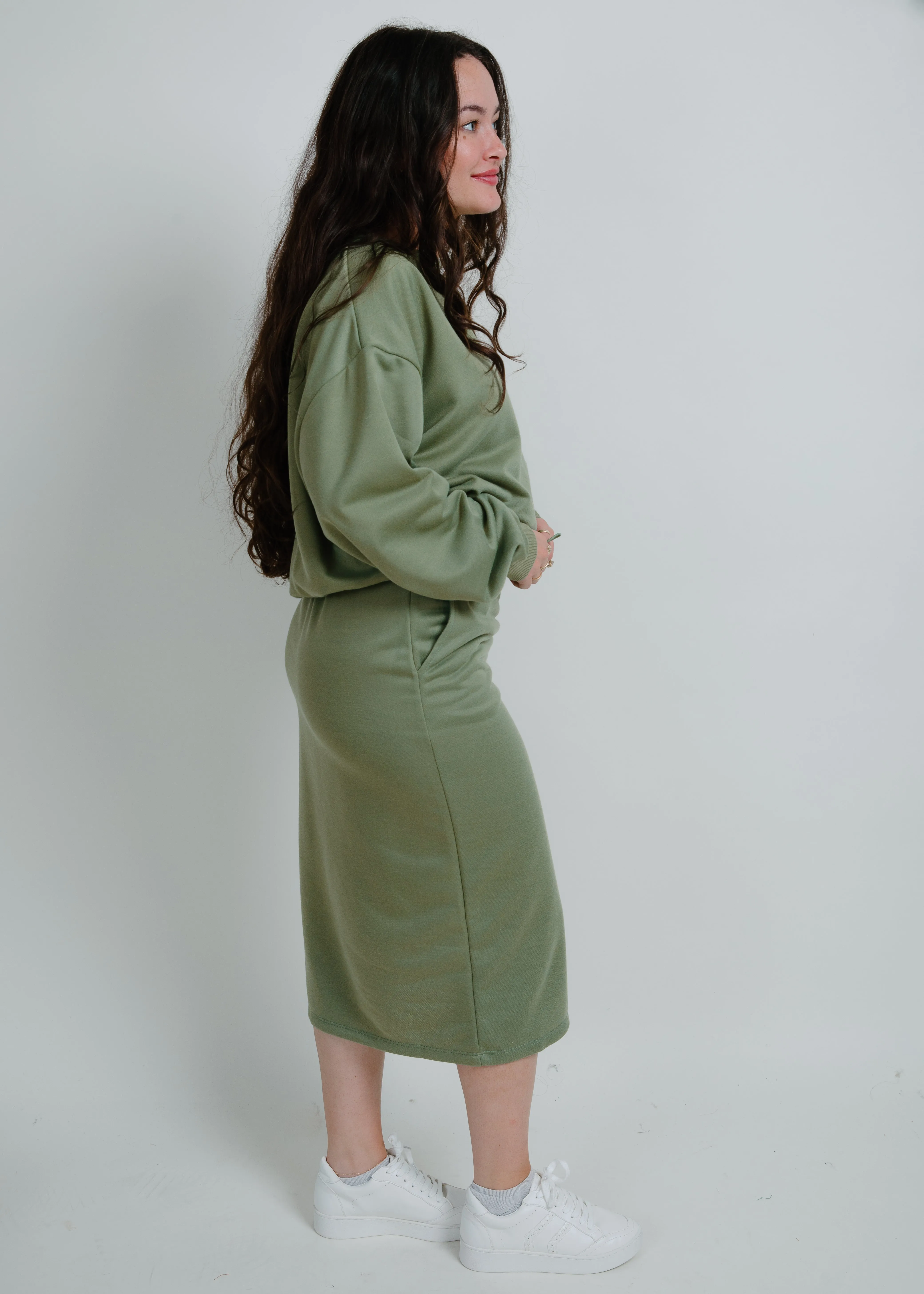 French Terry Midi Skirt - Pistachio sold by Vinnie Louise product image thumbnail 2