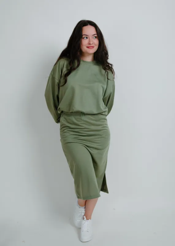 French Terry Midi Skirt - Pistachio sold by Vinnie Louise