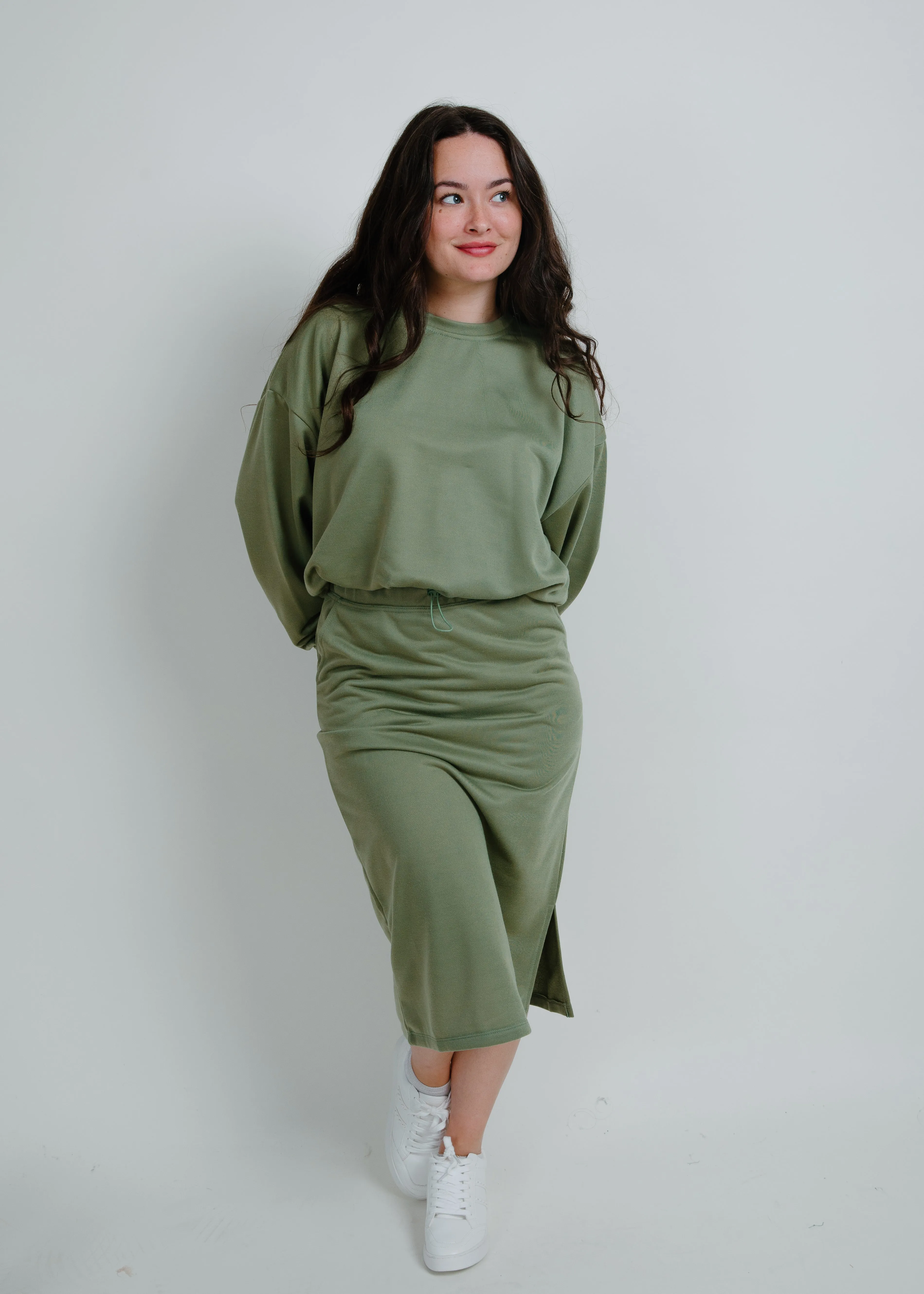 French Terry Midi Skirt - Pistachio sold by Vinnie Louise