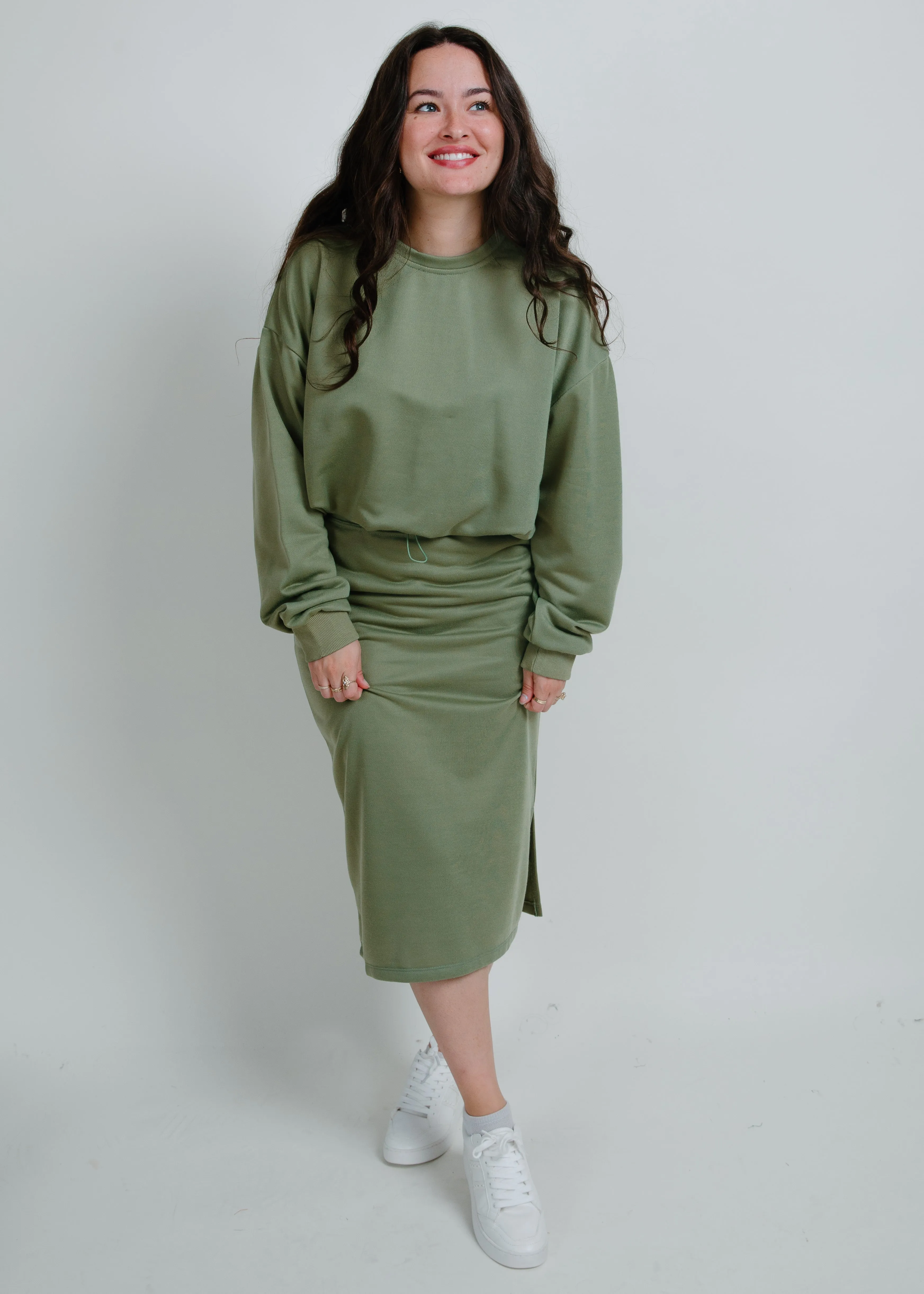 French Terry Midi Skirt - Pistachio sold by Vinnie Louise product image thumbnail 4