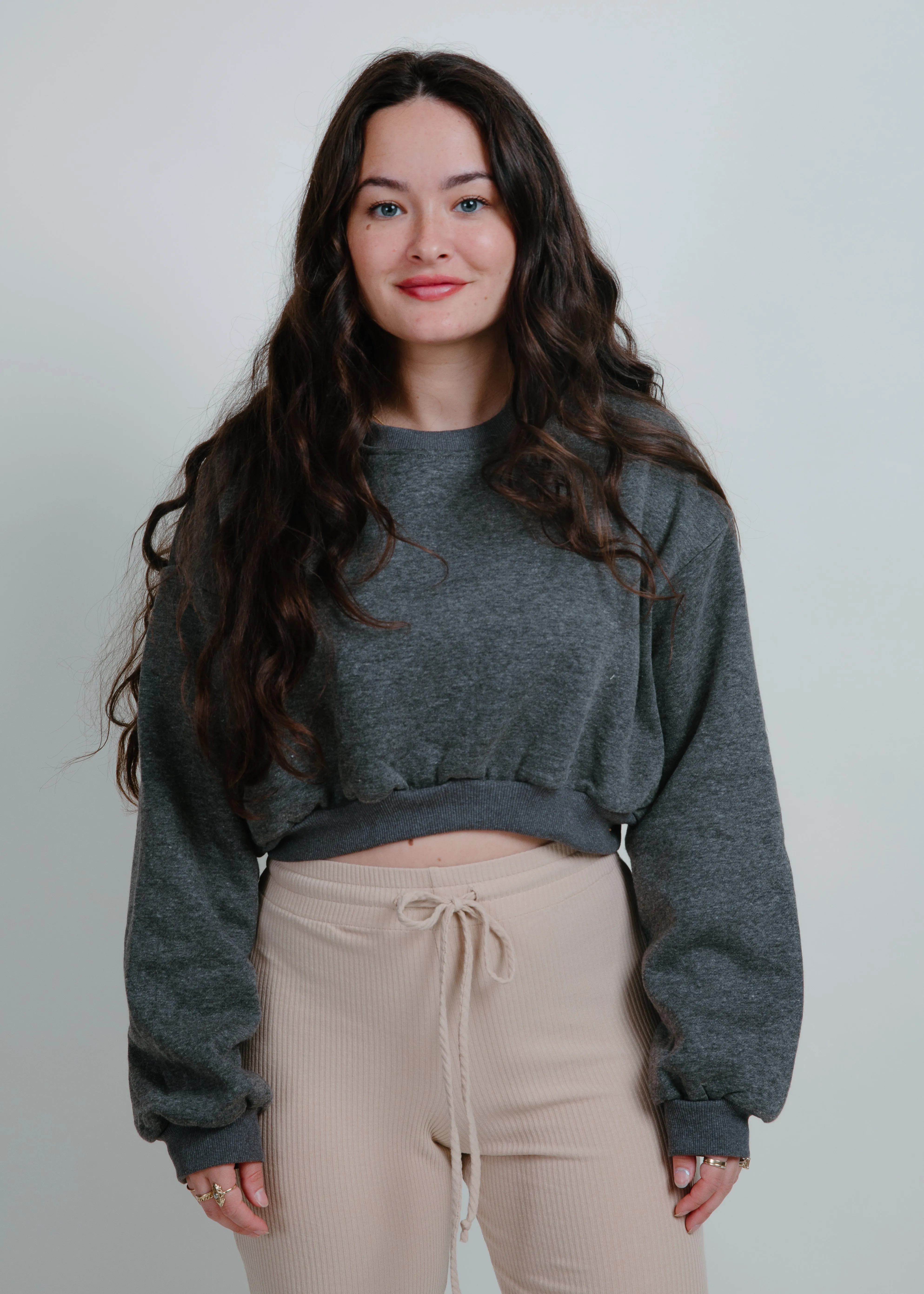 Penelope French Terry Cropped Sweatshirt - Charcoal sold by Vinnie Louise product image thumbnail 5