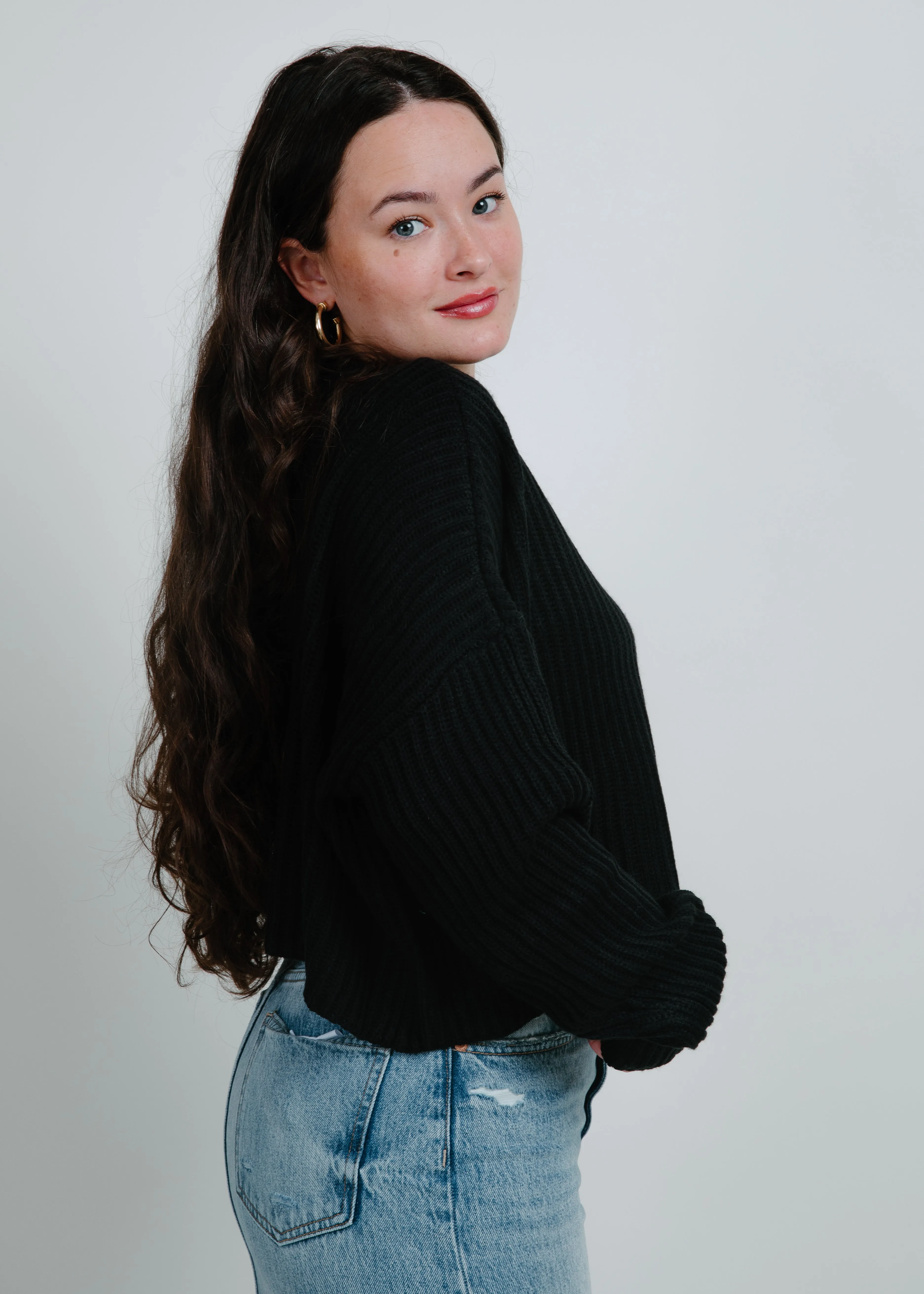 Sweet Ribbed Cropped Sweater - Black sold by Vinnie Louise product image thumbnail 5