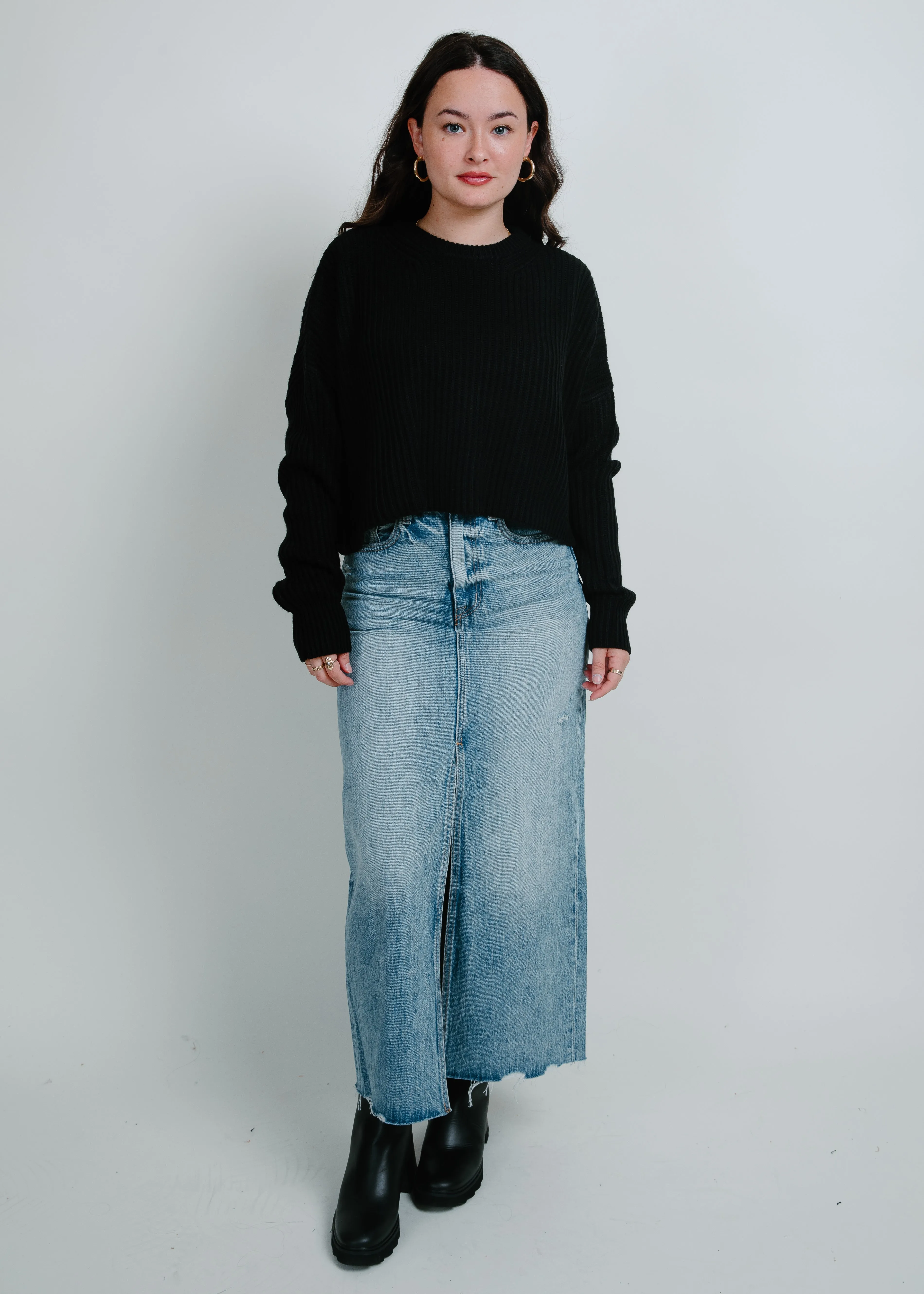 Sweet Ribbed Cropped Sweater - Black sold by Vinnie Louise