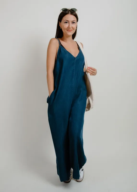 Ines Denim Jumpsuit - Dark Denim sold by Vinnie Louise
