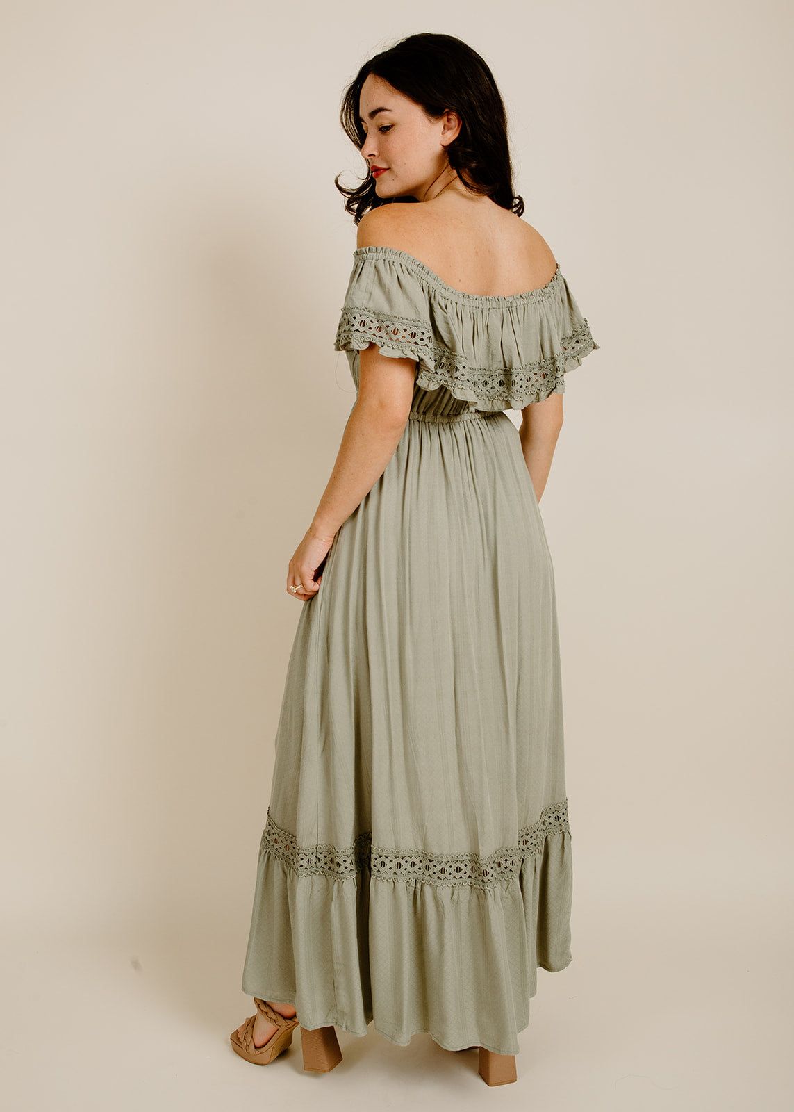 Arianna Midi Dress - Light Olive sold by Vinnie Louise product image thumbnail 3