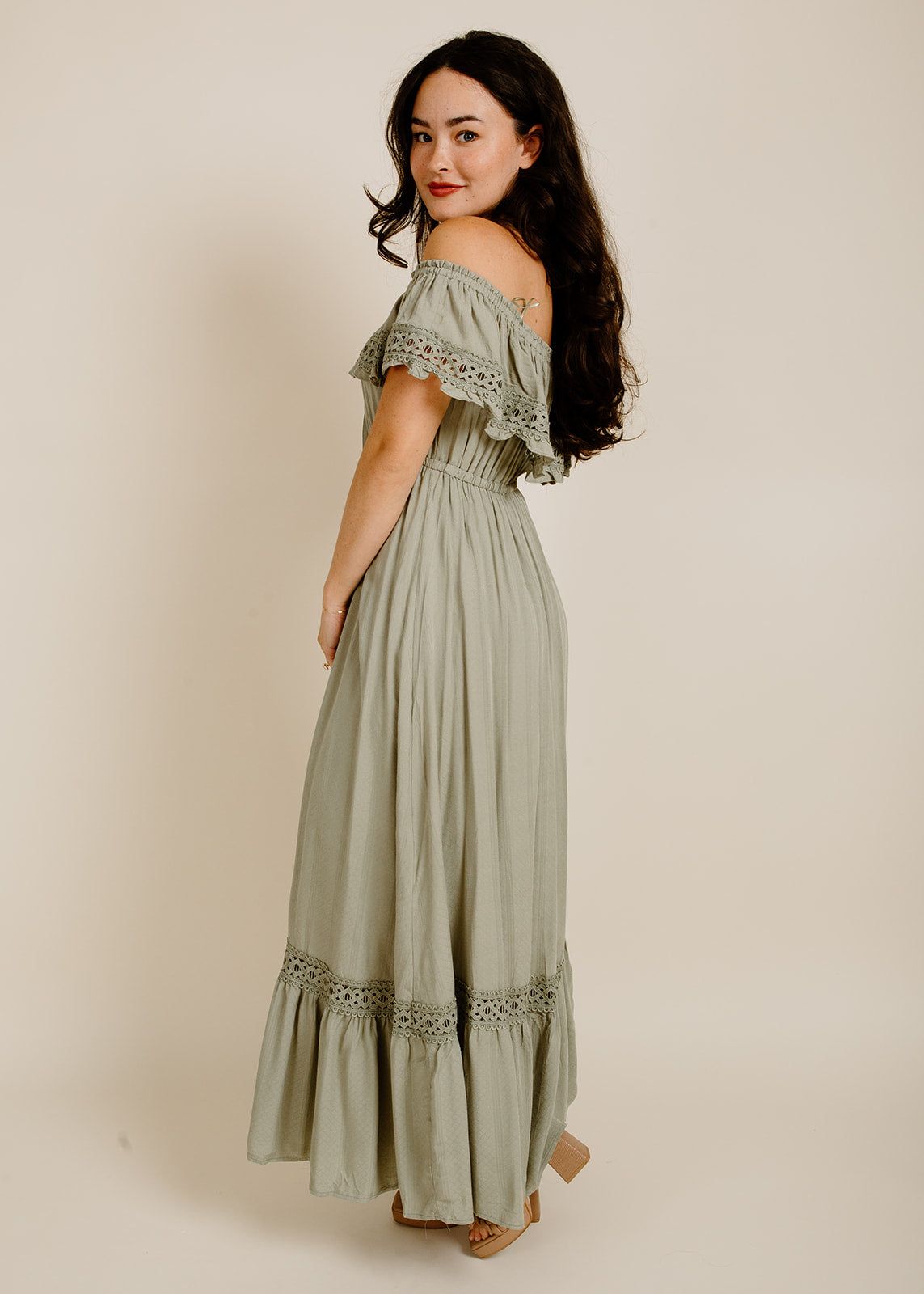 Arianna Midi Dress - Light Olive sold by Vinnie Louise product image thumbnail 2