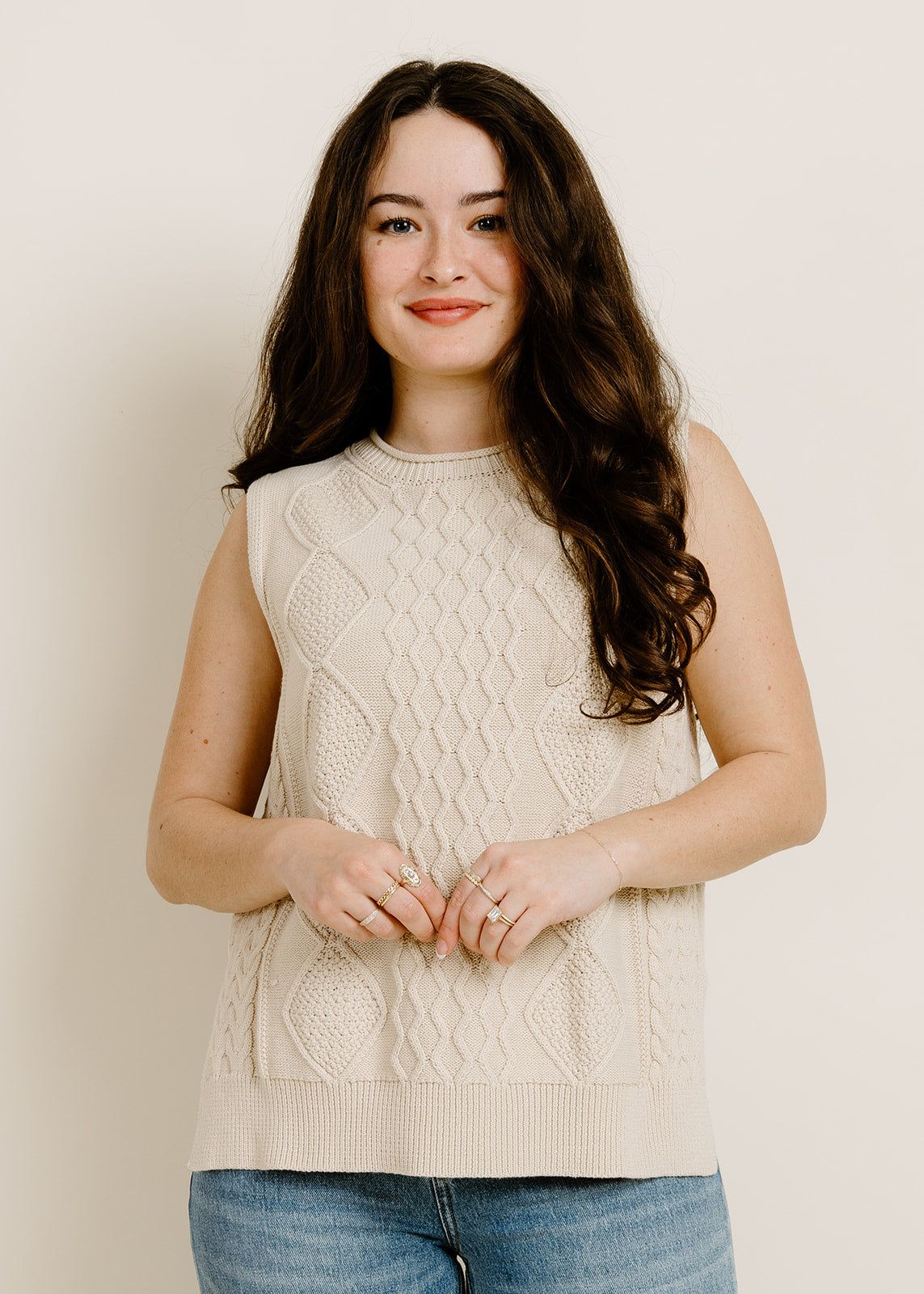 Cary Sweater Vest - Ecru sold by Vinnie Louise