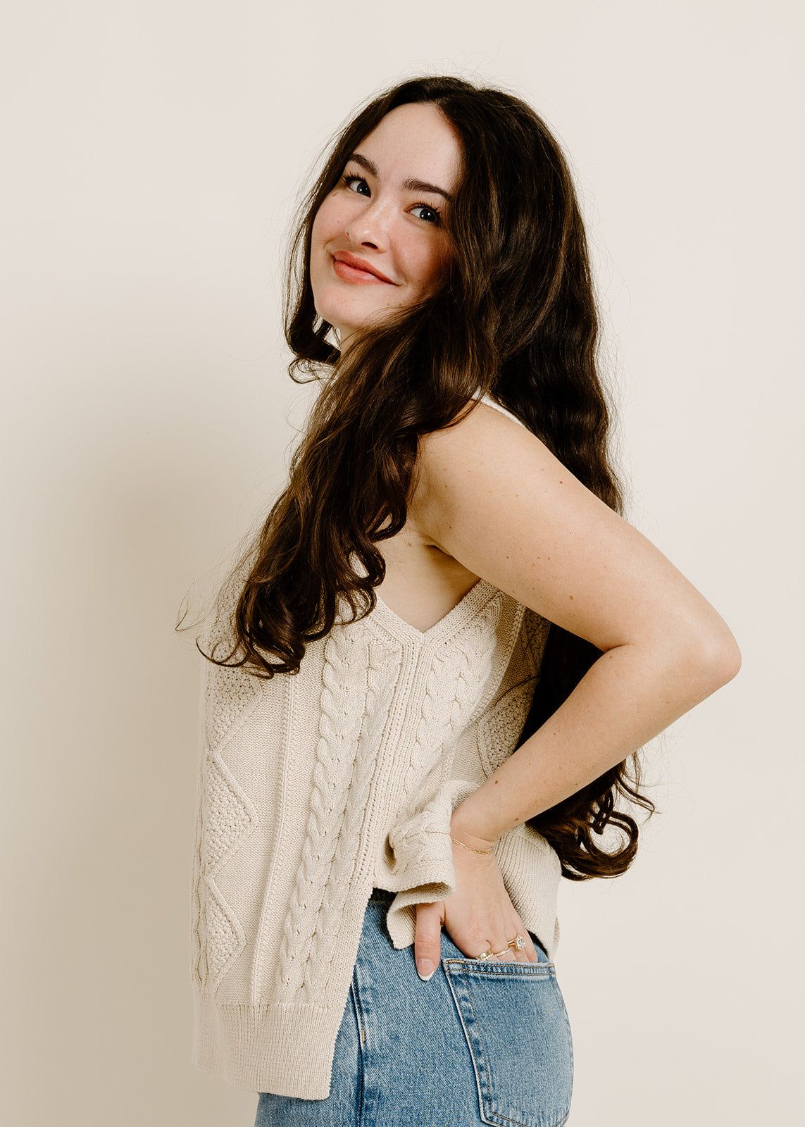 Cary Sweater Vest - Ecru sold by Vinnie Louise product image thumbnail 2