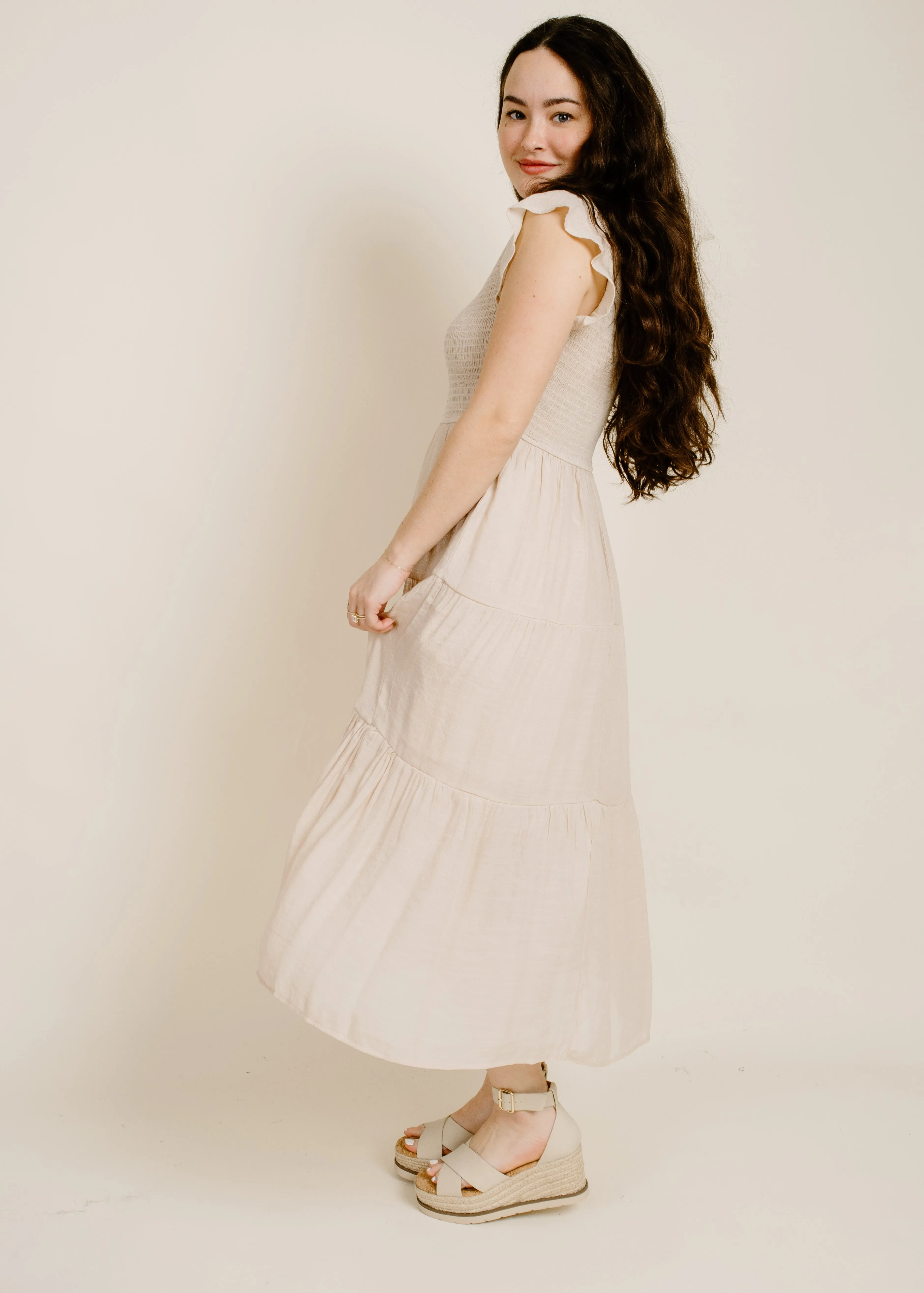 Faye Midi Dress - Beige sold by Vinnie Louise product image thumbnail 3