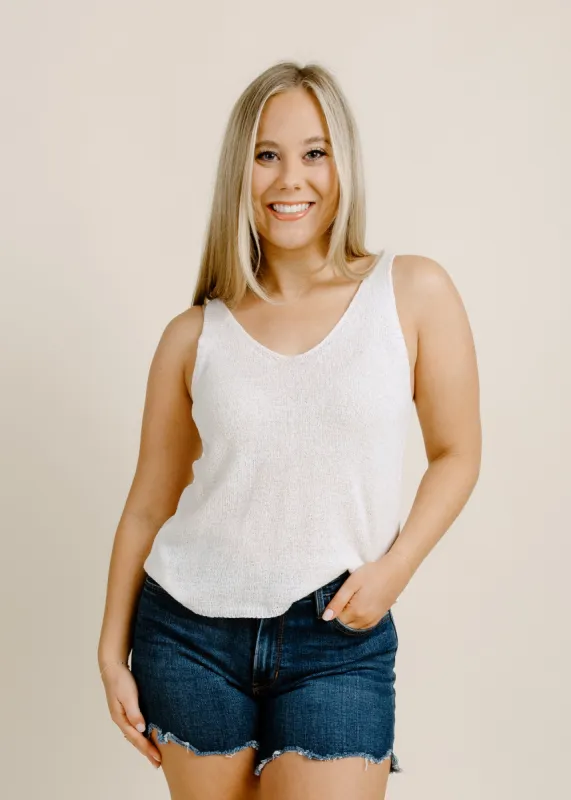 Posy Knit Tank - White sold by Vinnie Louise