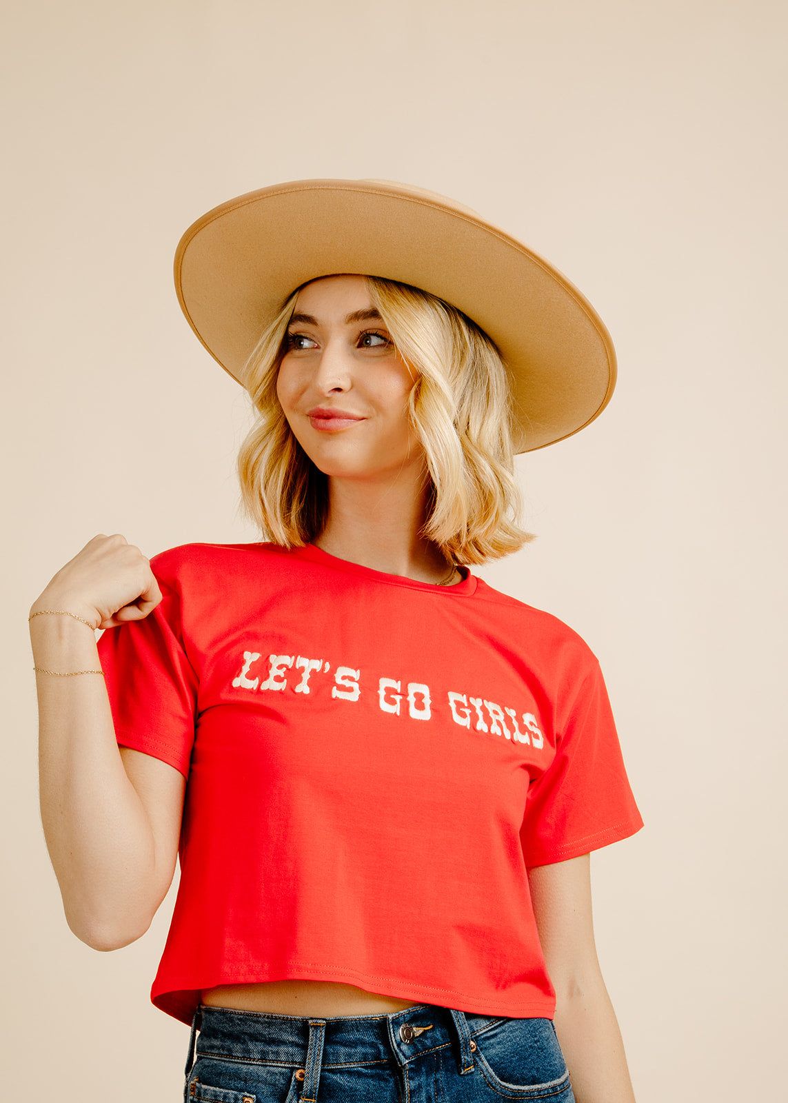 Let's Go Girls Embroidered Tee - Red sold by Vinnie Louise product image thumbnail 2