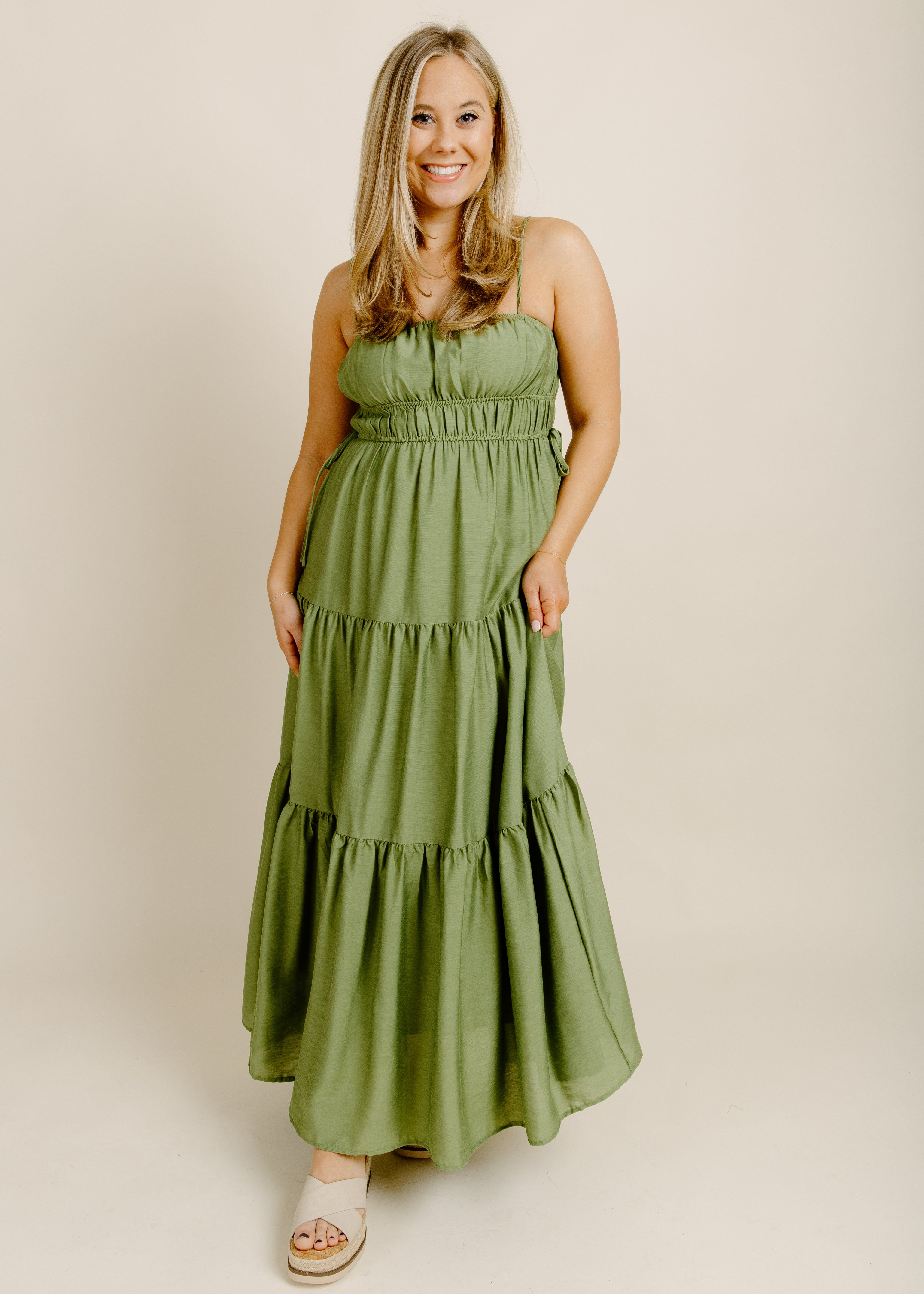 Waverly Midi Dress - Olive sold by Vinnie Louise
