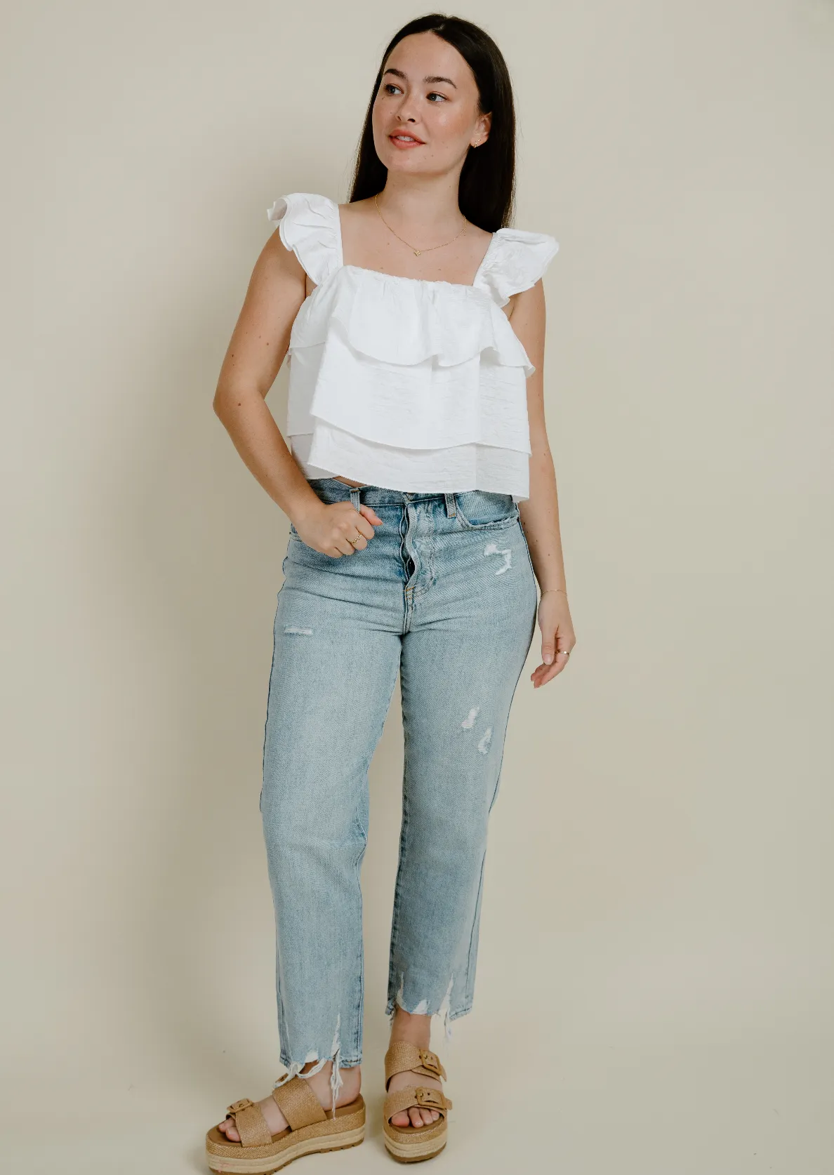 Jayden Ruffled Top - Cream sold by Vinnie Louise product image thumbnail 4