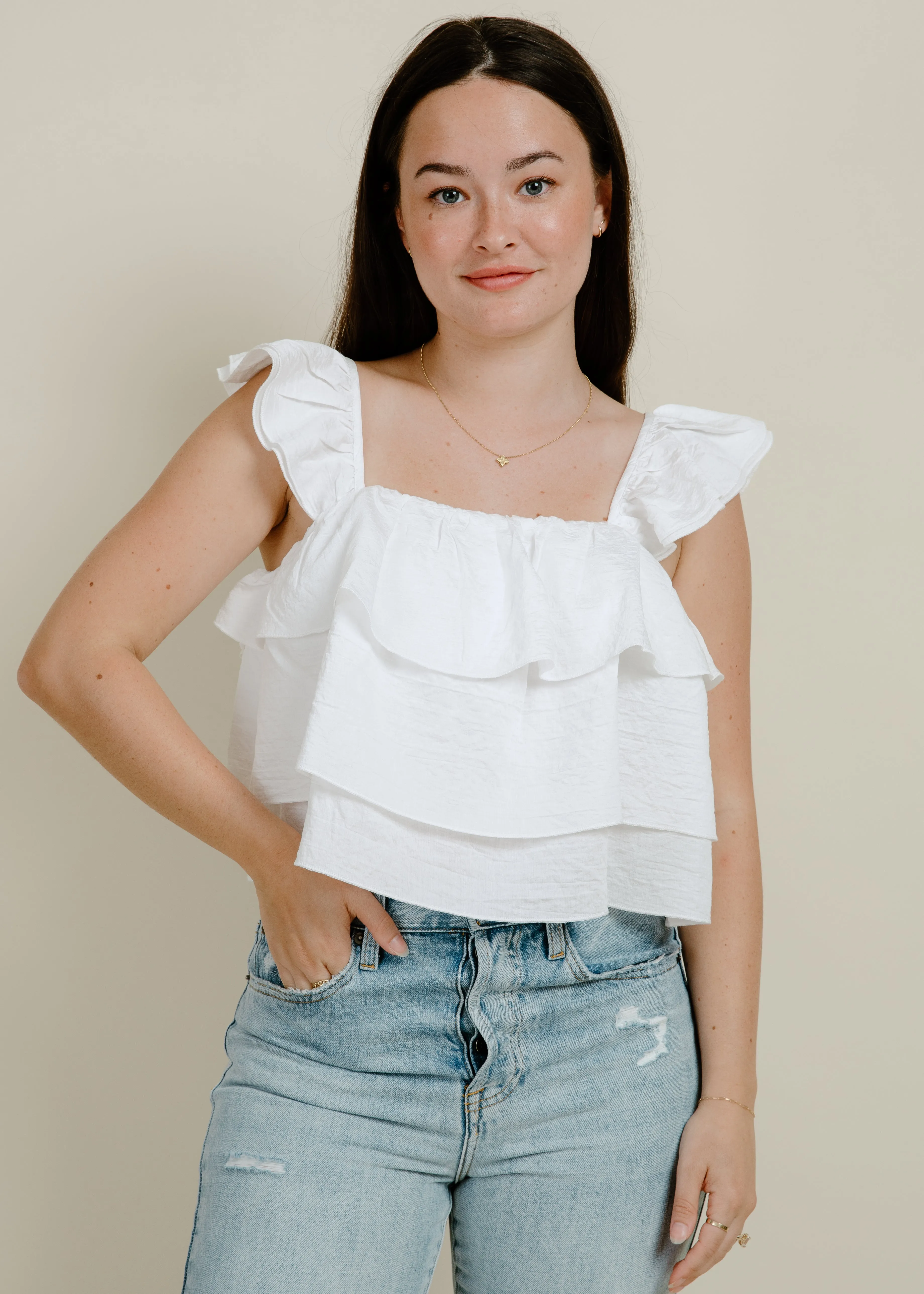 Jayden Ruffled Top - Cream sold by Vinnie Louise product image thumbnail 5