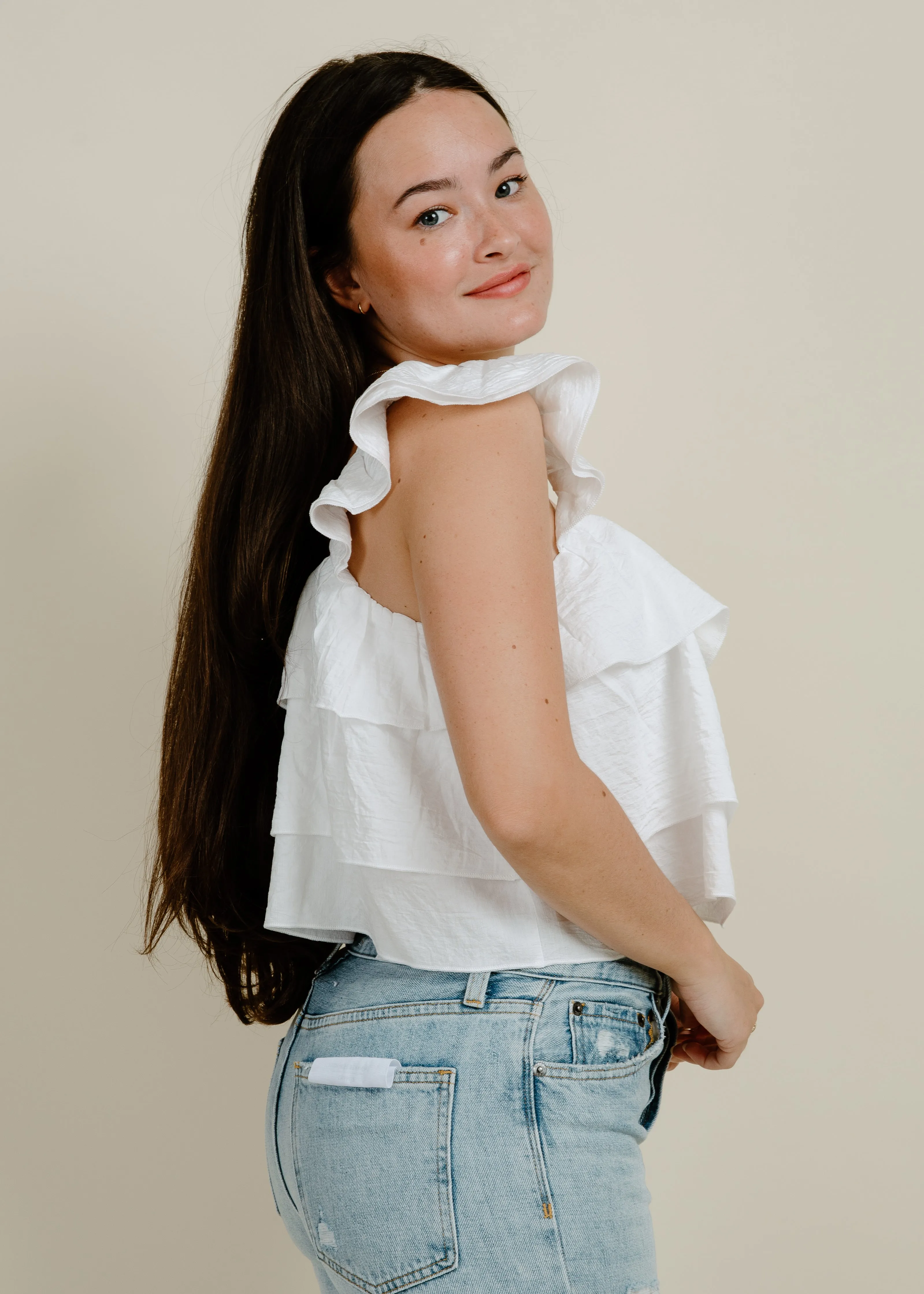 Jayden Ruffled Top - Cream sold by Vinnie Louise product image thumbnail 2