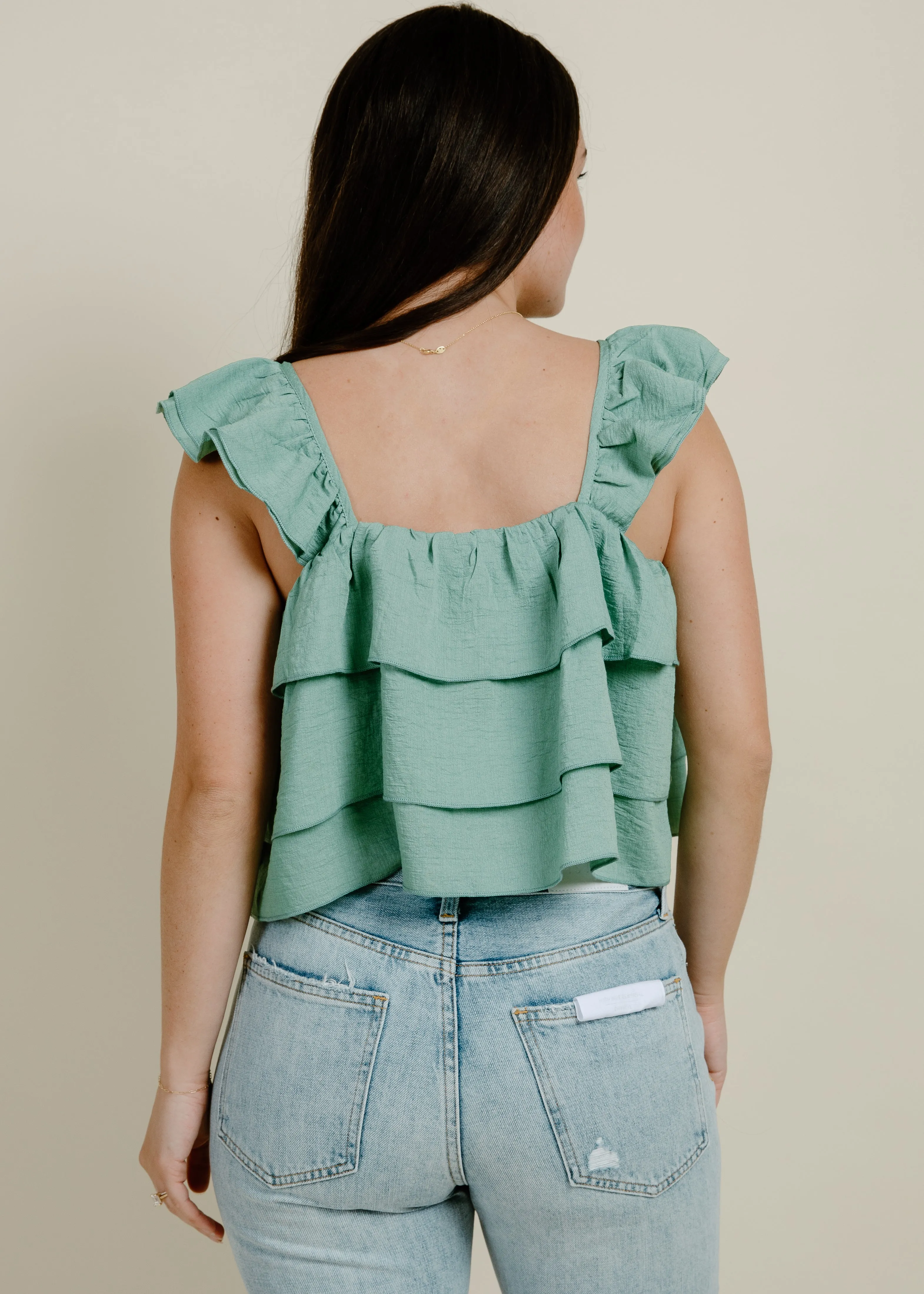 Jayden Ruffled Top - Jade sold by Vinnie Louise product image thumbnail 3