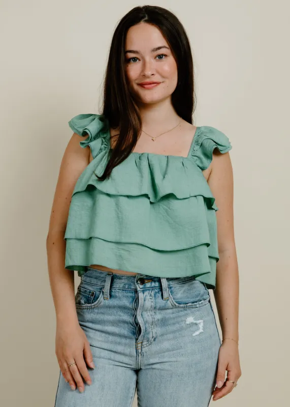 Jayden Ruffled Top - Jade sold by Vinnie Louise