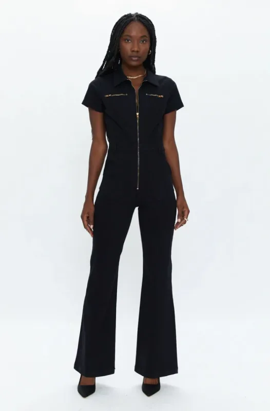 Martina Short Sleeve Jumpsuit - Black sold by Vinnie Louise