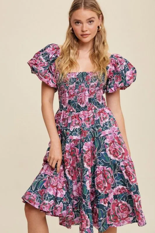Painted Peony Midi Dress sold by Vinnie Louise