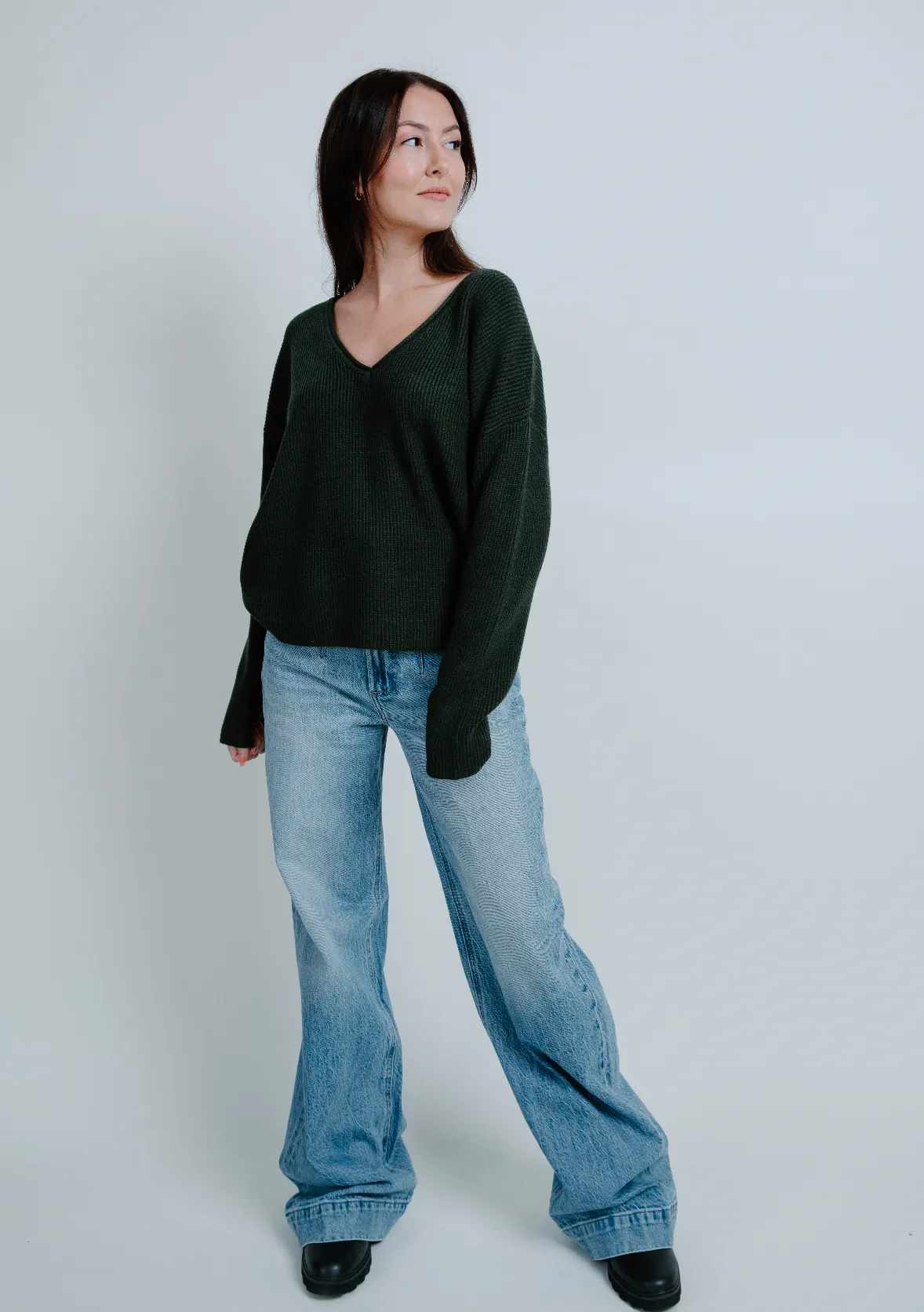 Maria Drop Shoulder Ribbed Sweater - Hunter Green sold by Vinnie Louise product image thumbnail 4