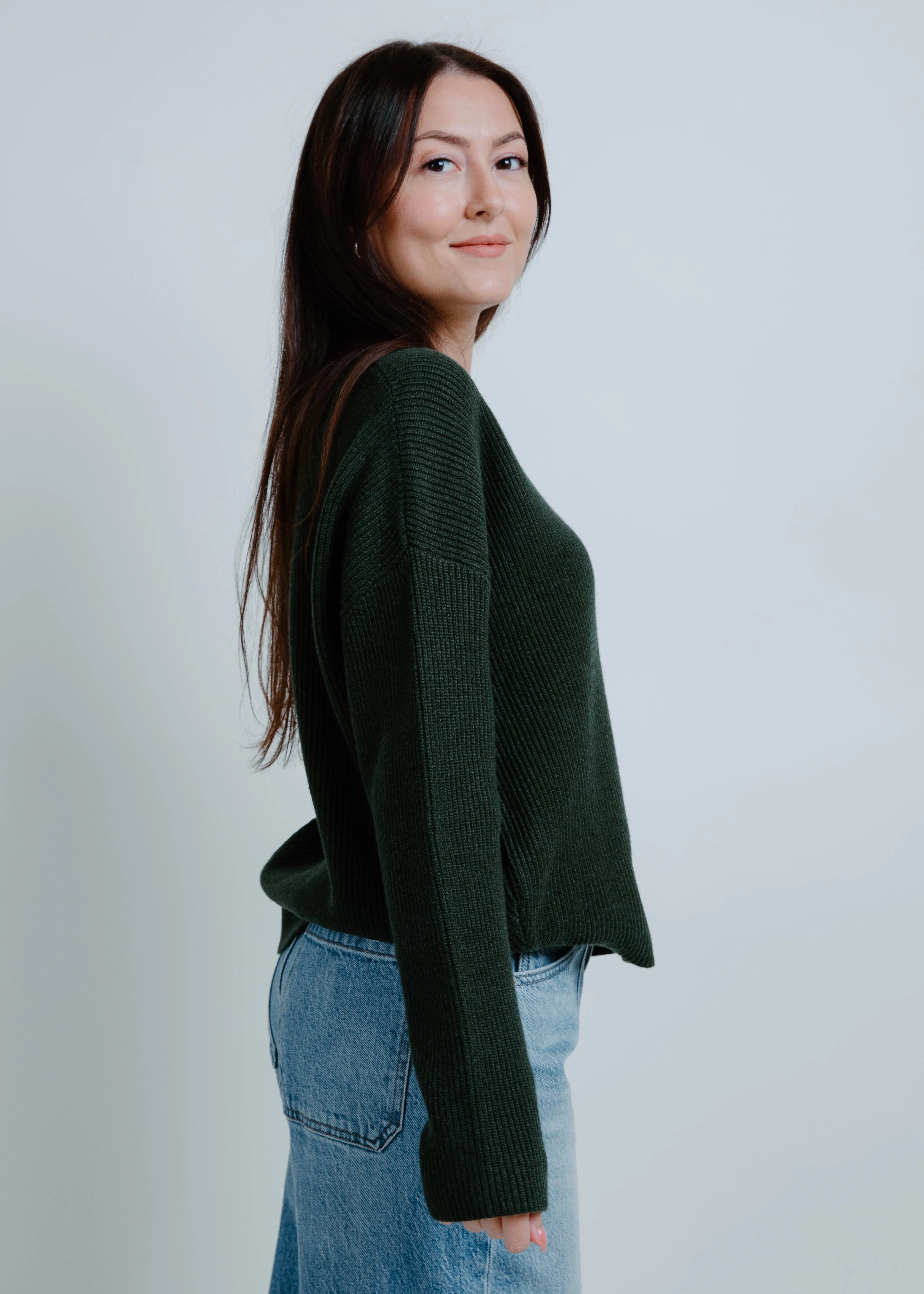 Maria Drop Shoulder Ribbed Sweater - Hunter Green sold by Vinnie Louise product image thumbnail 2