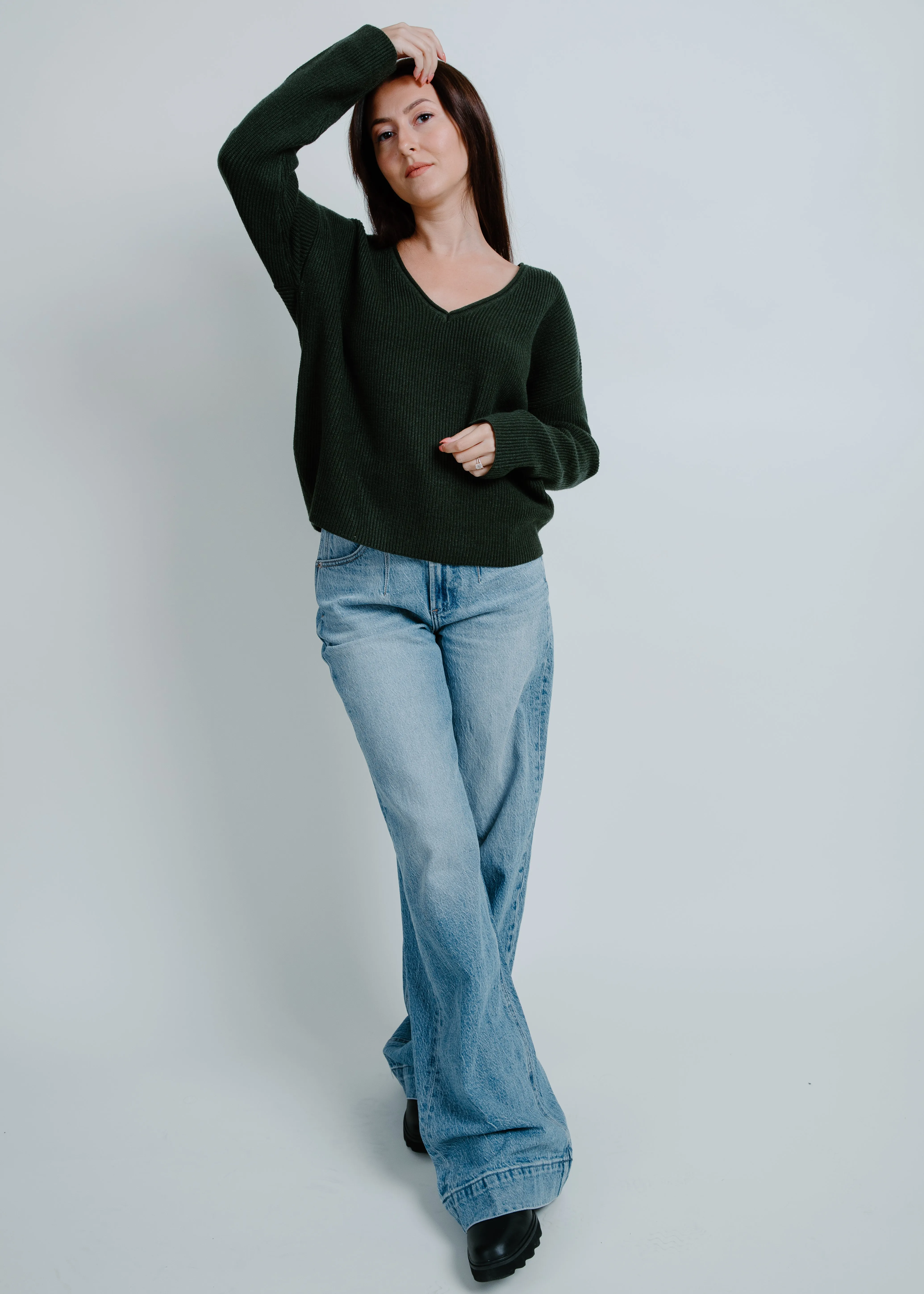 Maria Drop Shoulder Ribbed Sweater - Hunter Green sold by Vinnie Louise