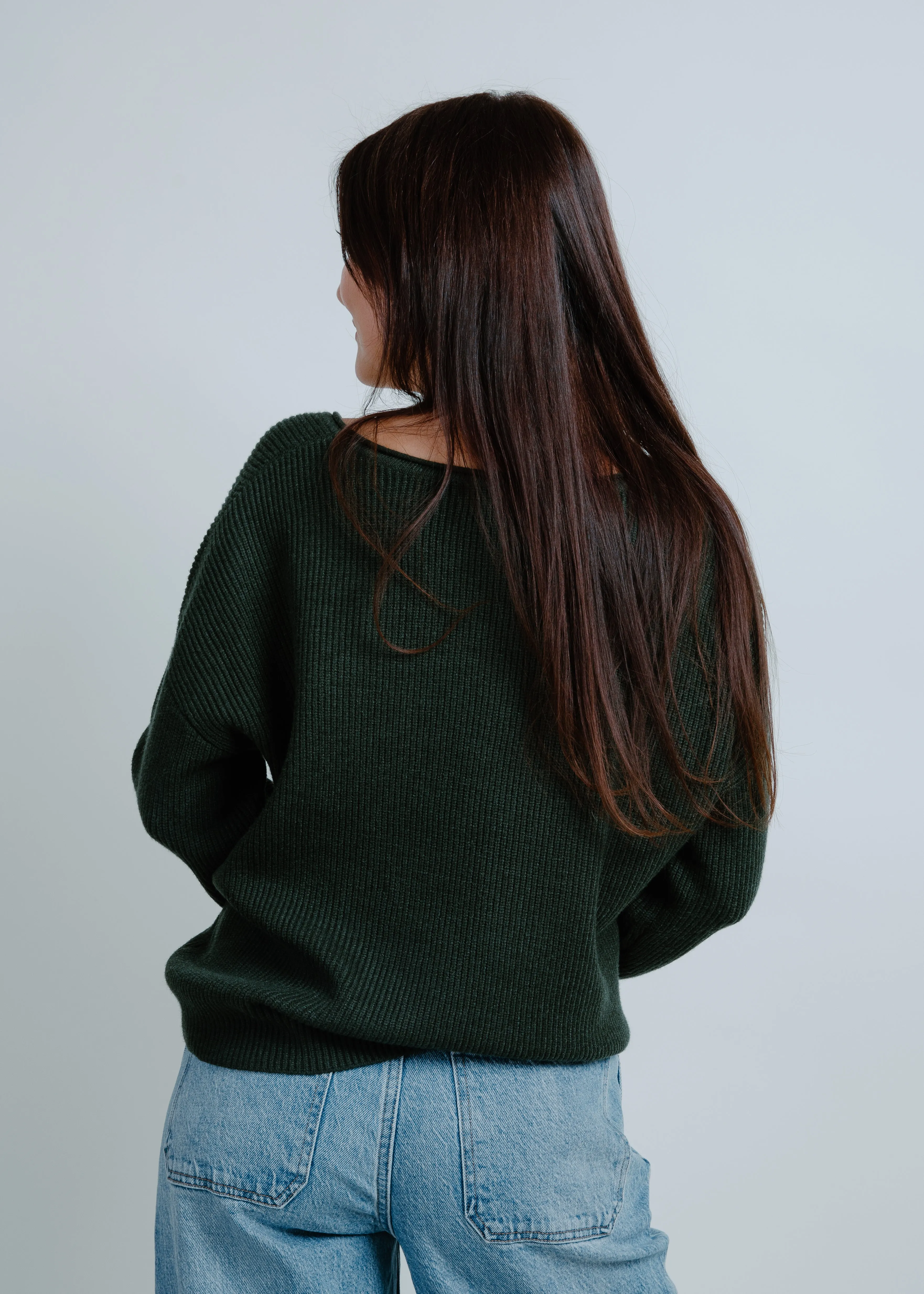 Maria Drop Shoulder Ribbed Sweater - Hunter Green sold by Vinnie Louise product image thumbnail 3