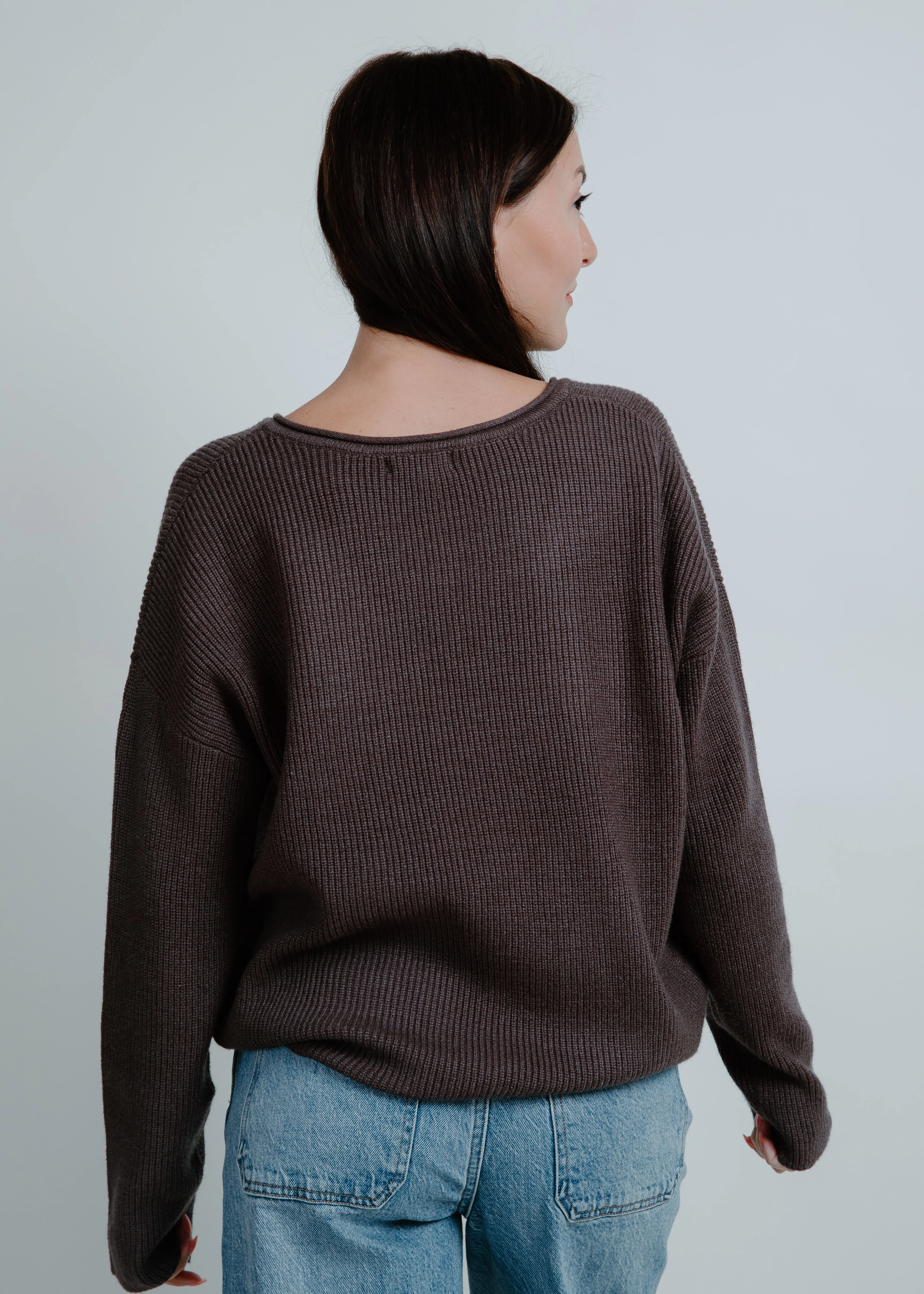 Maria Drop Shoulder Ribbed Sweater - Charcoal sold by Vinnie Louise product image thumbnail 3