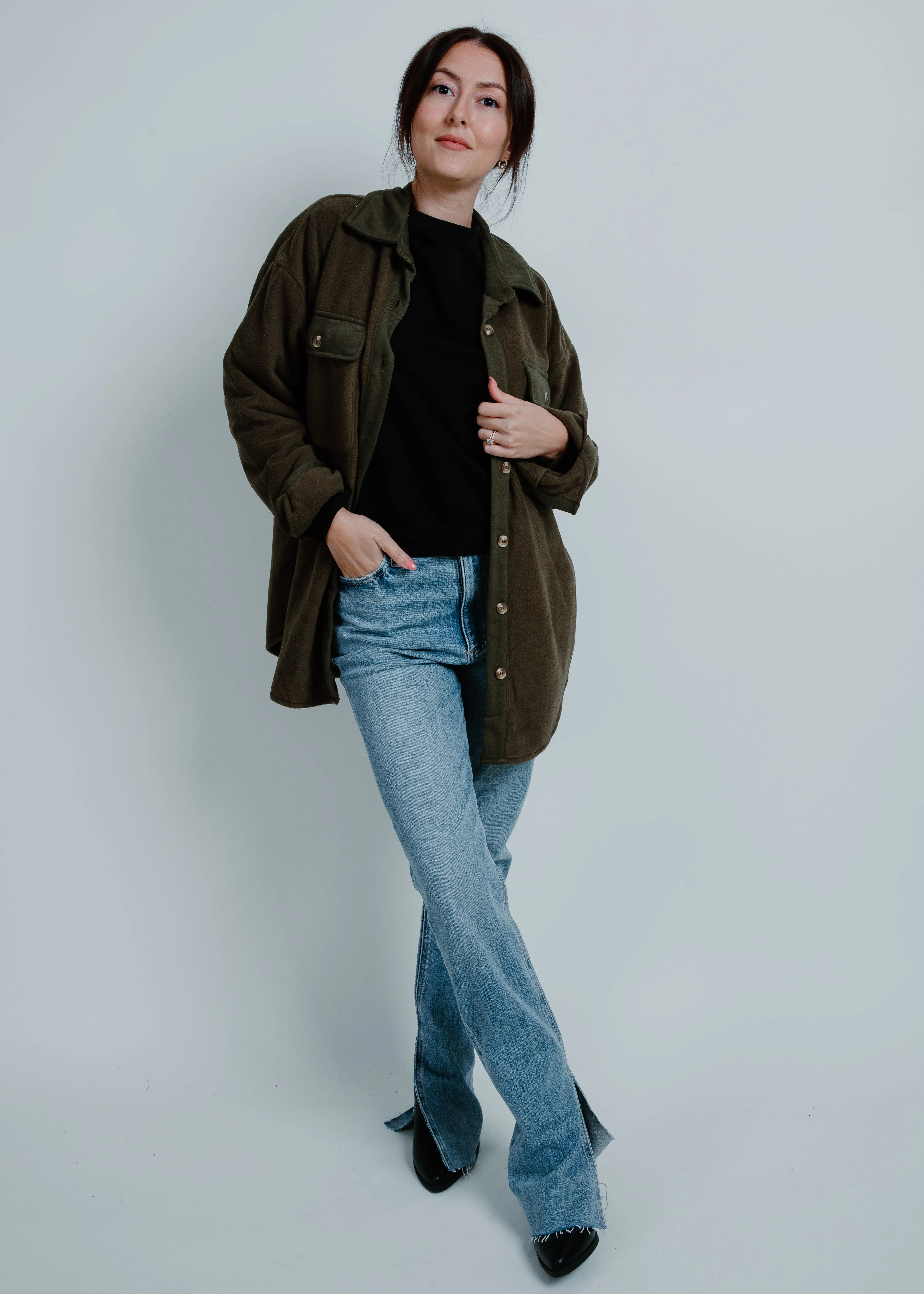 Jones Contrast Shacket - Olive sold by Vinnie Louise product image thumbnail 5