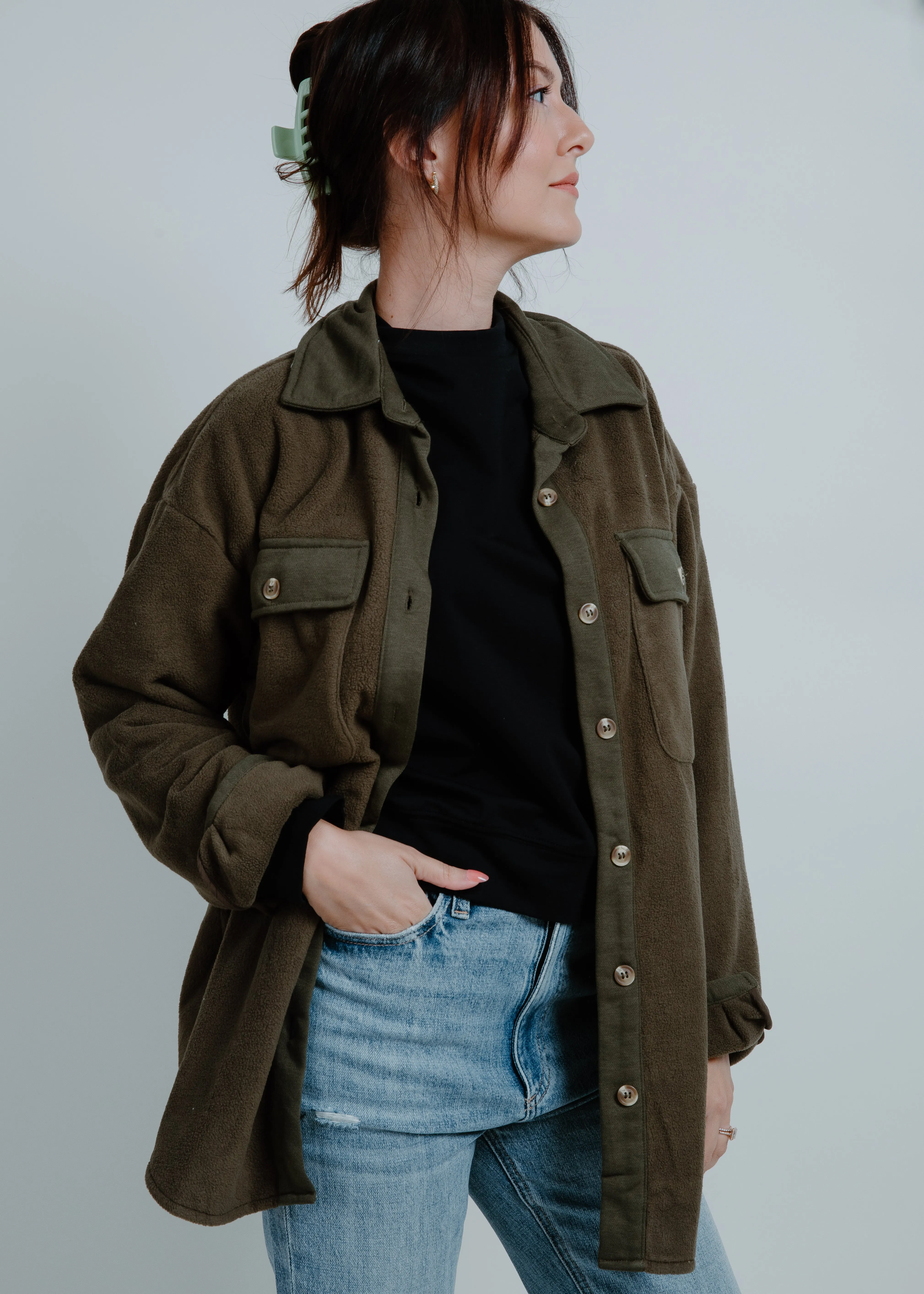 Jones Contrast Shacket - Olive sold by Vinnie Louise product image thumbnail 2