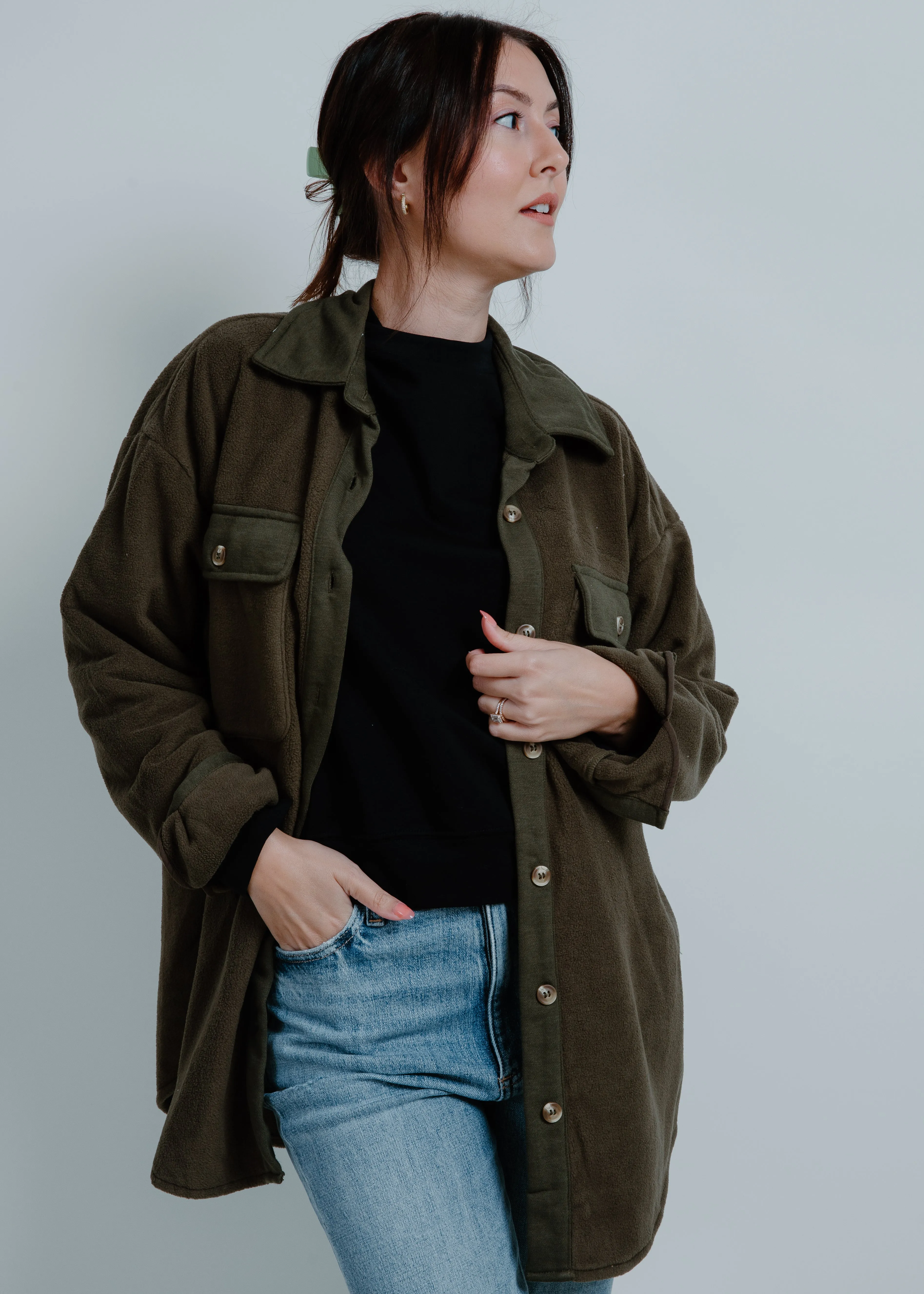 Jones Contrast Shacket - Olive sold by Vinnie Louise product image thumbnail 3