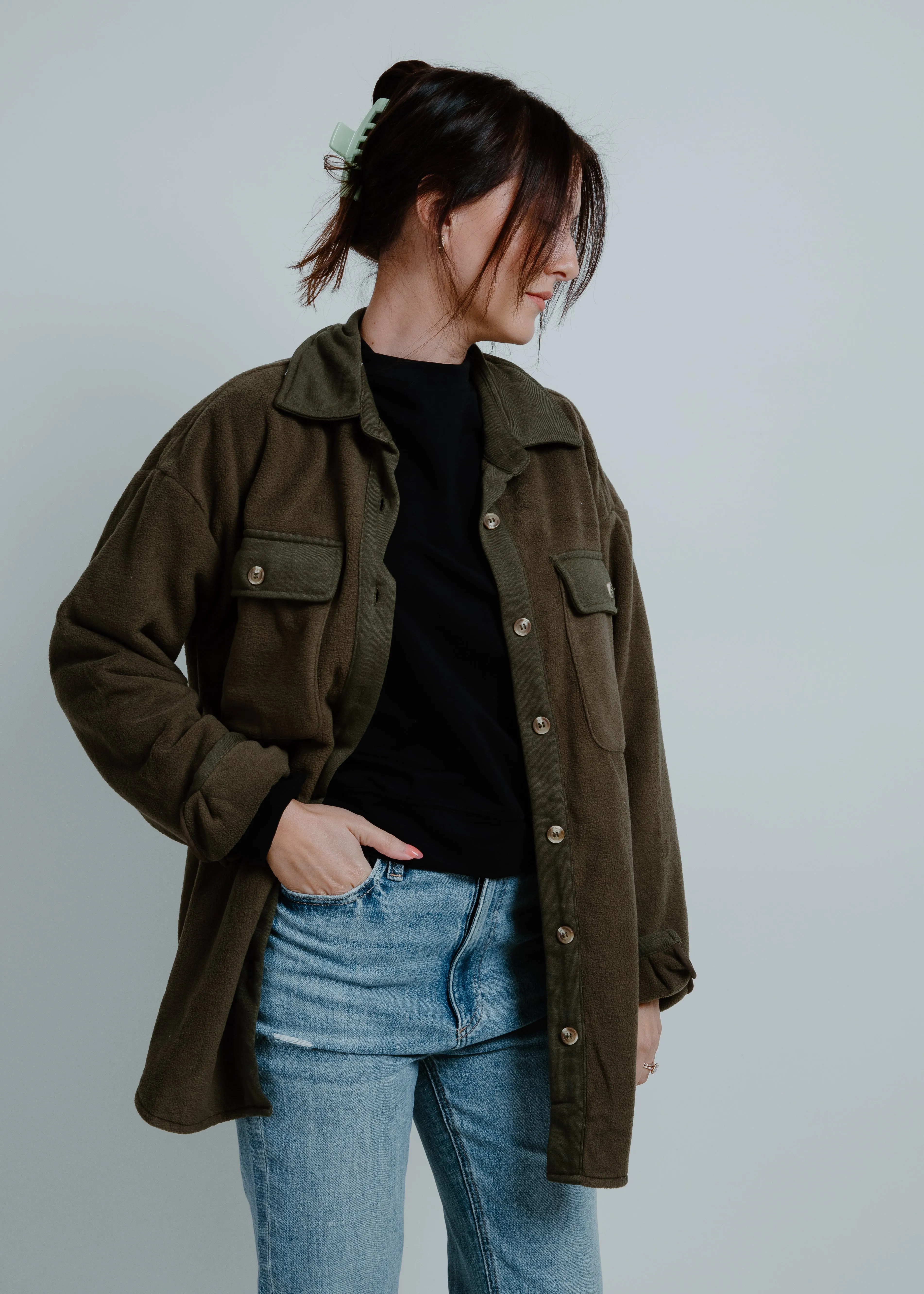 Jones Contrast Shacket - Olive sold by Vinnie Louise product image thumbnail 4