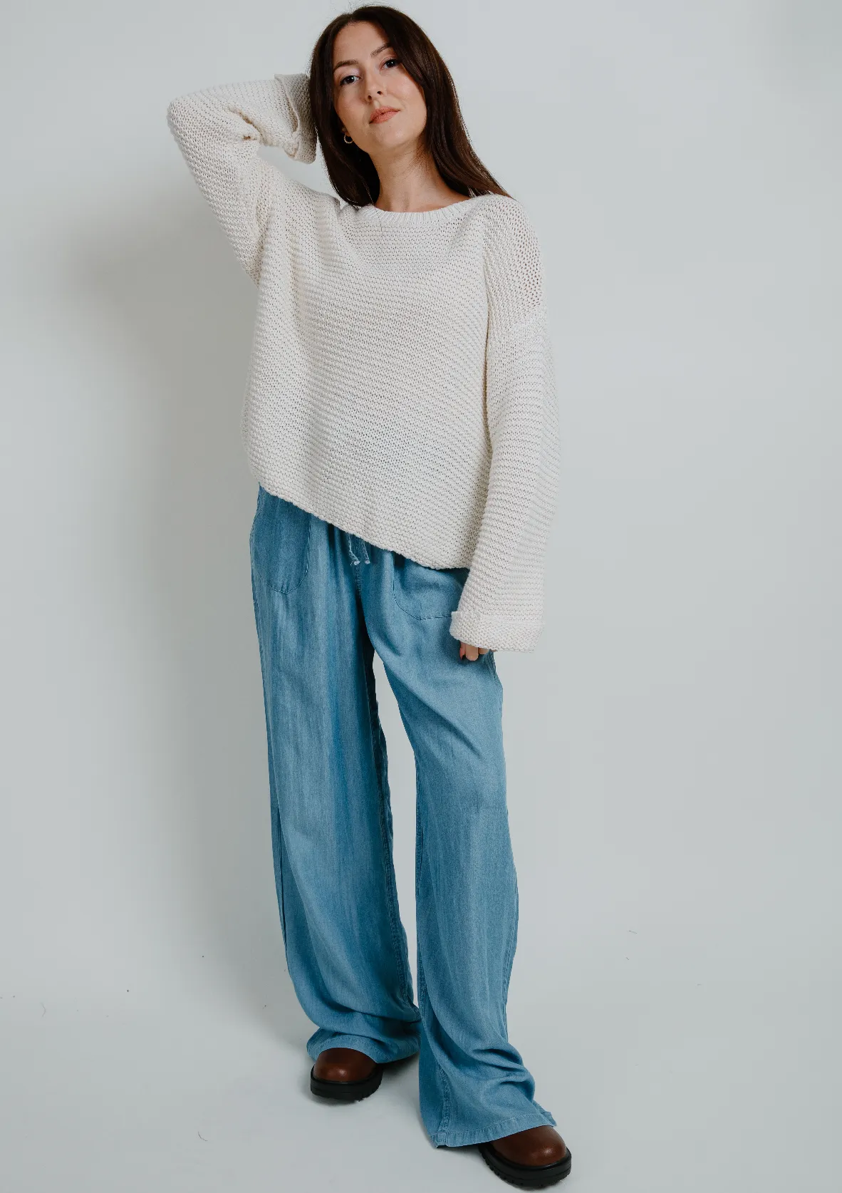 Honeybee Chambray High Waisted Drawstring Pants sold by Vinnie Louise product image thumbnail 4