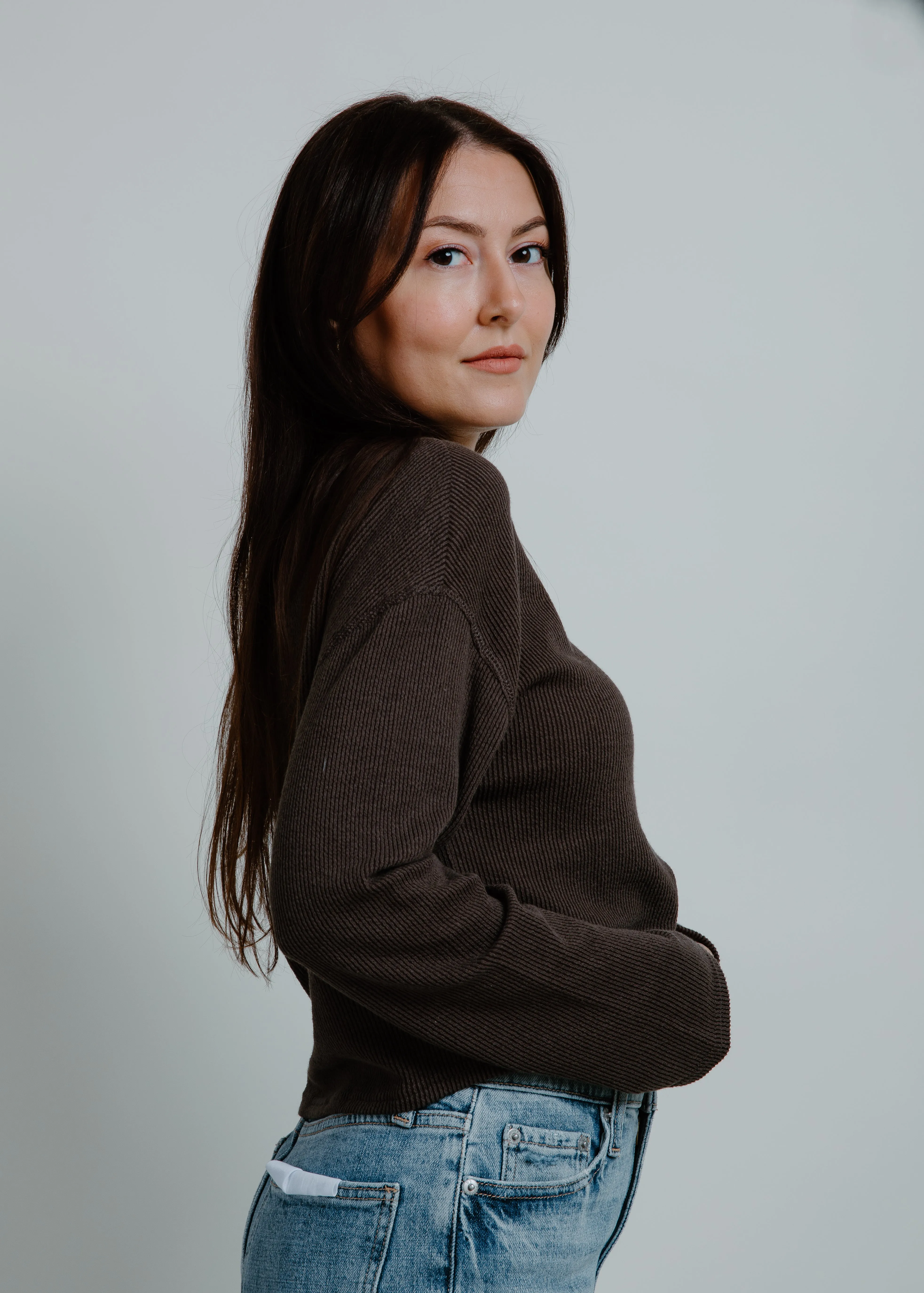 Brooklyn Long Sleeve Ribbed Knit Top - Charcoal sold by Vinnie Louise product image thumbnail 2