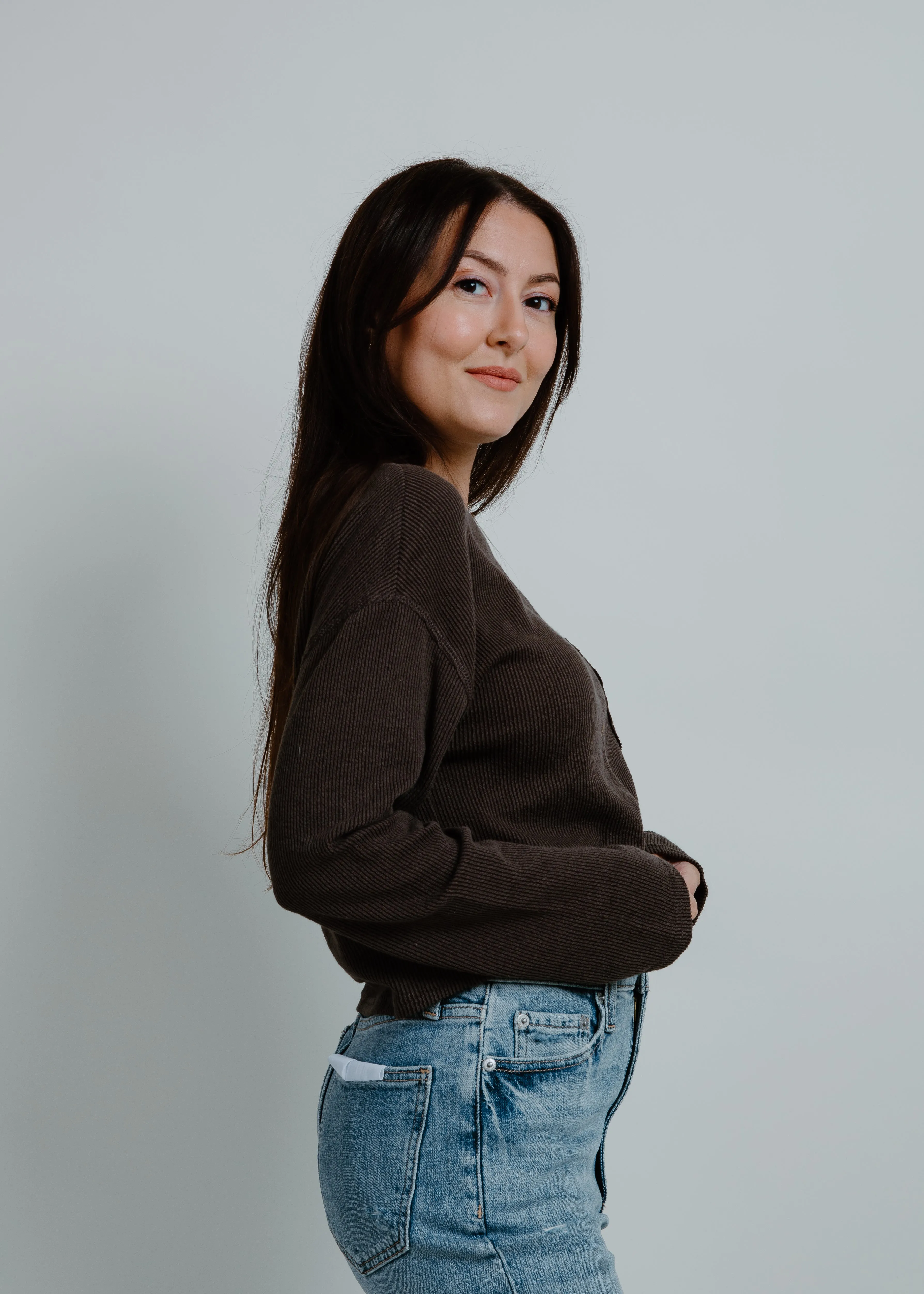 Brooklyn Long Sleeve Ribbed Knit Top - Charcoal sold by Vinnie Louise product image thumbnail 4