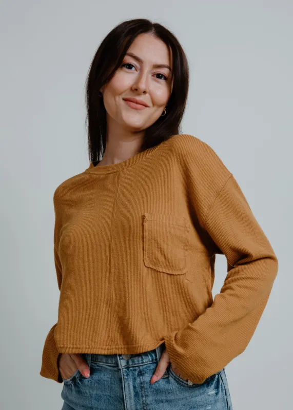 Brooklyn Long Sleeve Ribbed Knit Top - Burnt Orange sold by Vinnie Louise