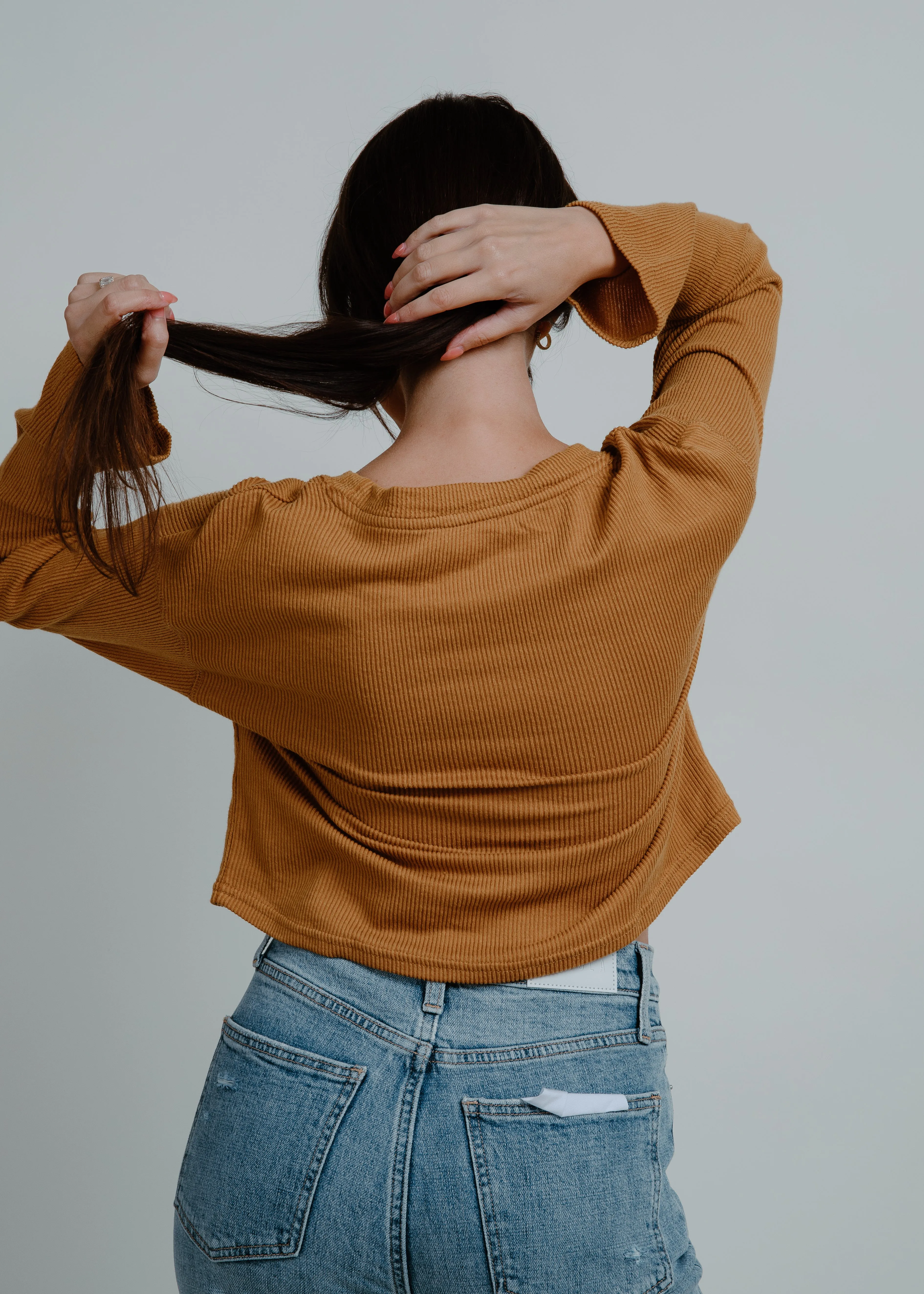 Brooklyn Long Sleeve Ribbed Knit Top - Burnt Orange sold by Vinnie Louise product image thumbnail 3