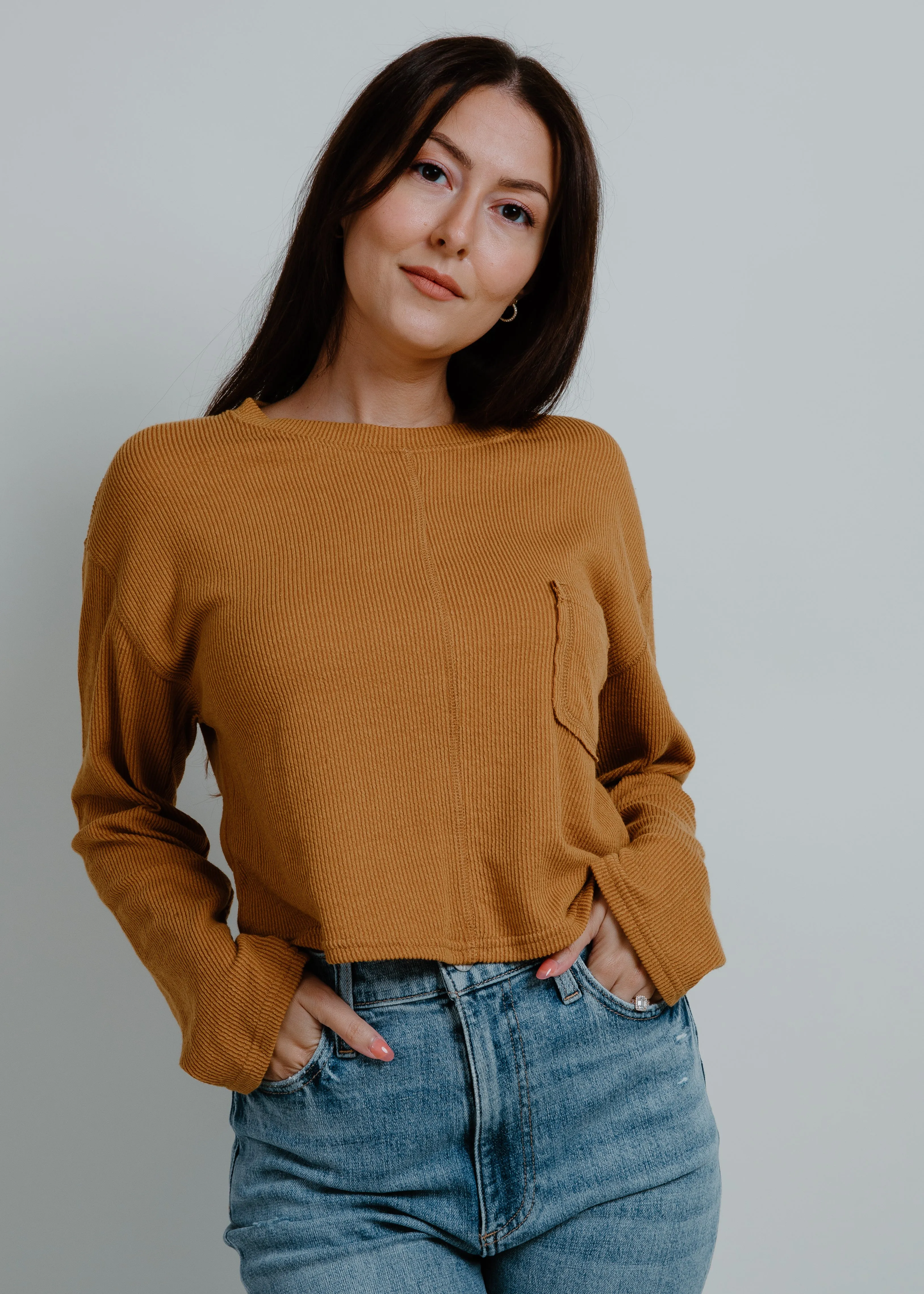 Brooklyn Long Sleeve Ribbed Knit Top - Burnt Orange sold by Vinnie Louise product image thumbnail 4
