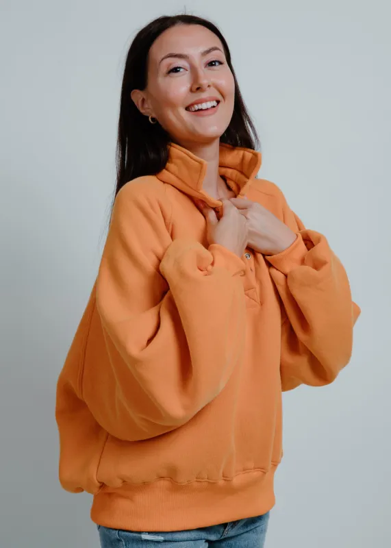 Lainey Buttoned Pullover - Orange made by Vinnie Louise