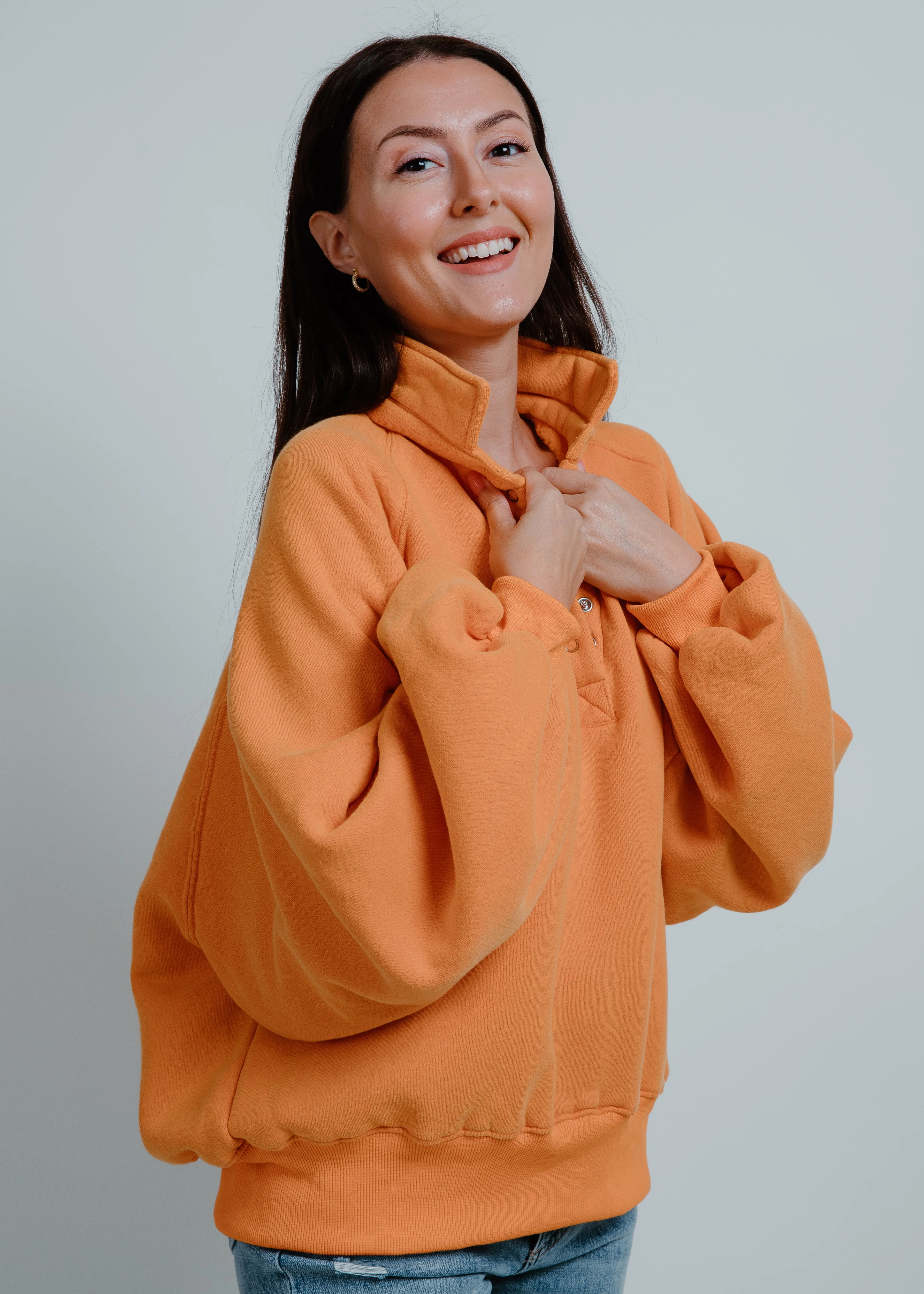 Lainey Buttoned Pullover - Orange sold by Vinnie Louise