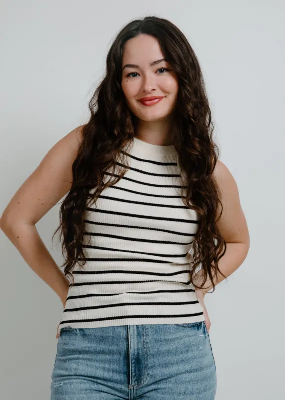 Martie Striped Knit Tank - Cream/Black sold by Vinnie Louise