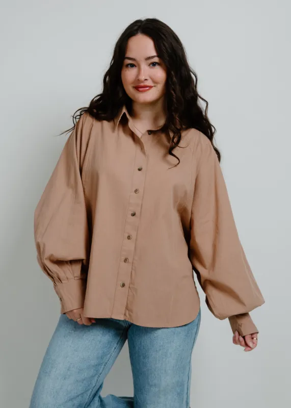 Mabury Button Down Blouse - Mocha sold by Vinnie Louise
