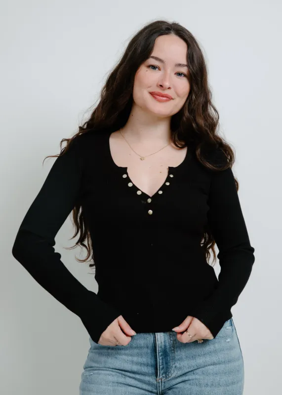 Mia Henley Knit Sweater Top - Black sold by Vinnie Louise