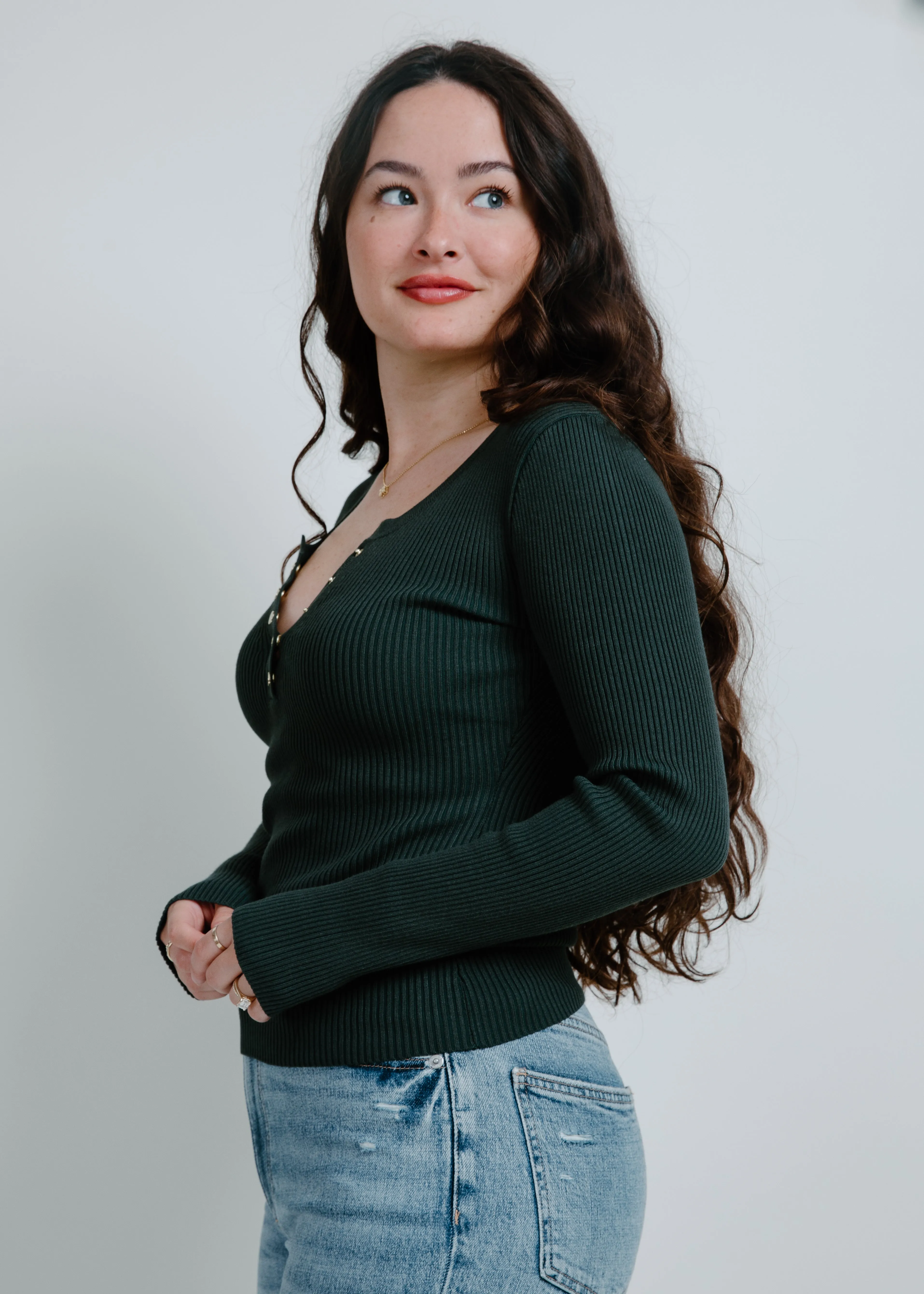 Mia Henley Knit Sweater Top - Hunter Green sold by Vinnie Louise product image thumbnail 5