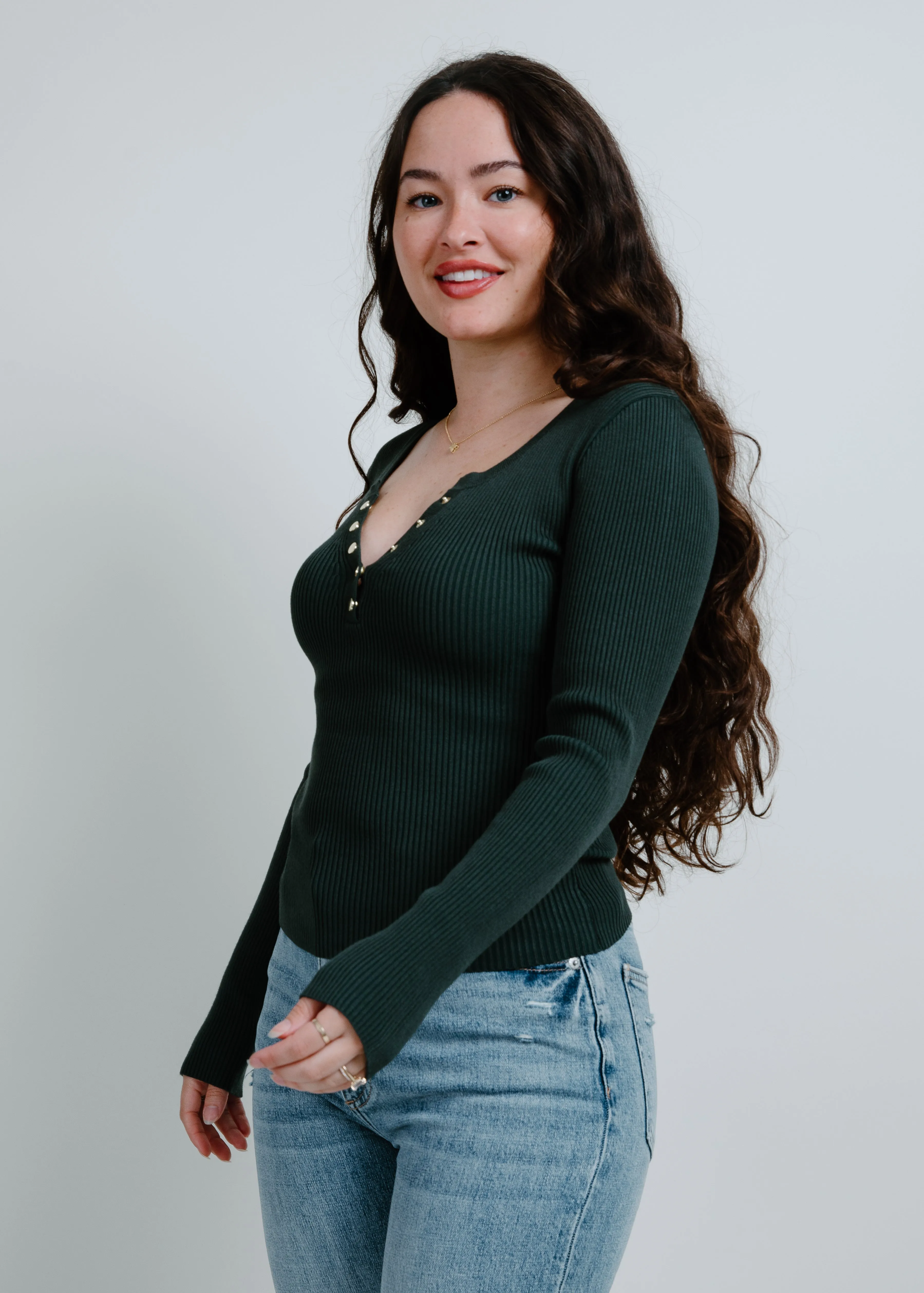 Mia Henley Knit Sweater Top - Hunter Green sold by Vinnie Louise product image thumbnail 2